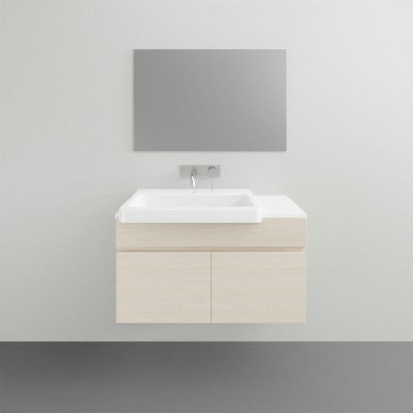 ADP Glacier Lite Semi-Recessed All-Door Slim Vanity with Solid Surface Top - Modern Bathroom Sink Cabinet for Small Spaces, Perfect for Apartments & Powder Rooms