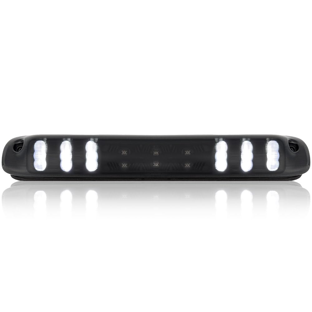 RECON Smoked 3rd Brake Light Kit with Red & White LED Lights - Compatible with 1999-2006 GMC Sierra & Chevy Silverado 1500/2500/3500 Models - Smoked Lens for Enhanced Style & Visibility - Perfect for Off-Roading, Truck Upgrades & Night Driving