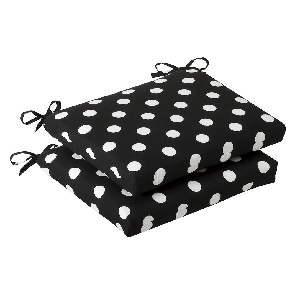 Pillow Perfect Black Polka Dot Square Corner Seat Cushions - 18.5