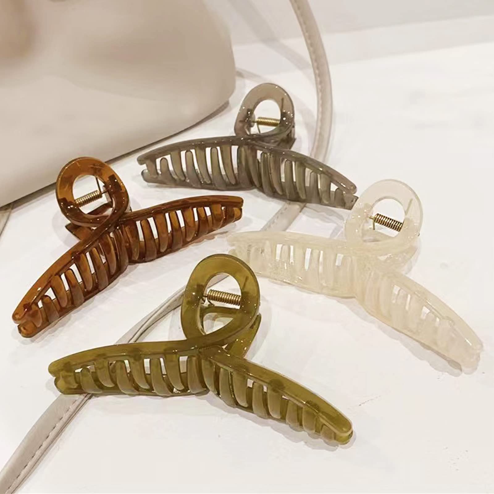 Large Butterfly Hair Clips for Women - 5.1 Inch Soft Grip Jelly Hair Claw Clips for Long Thick Hair (4 Pack) - Perfect for Ponytails, Buns & Everyday Hairstyles