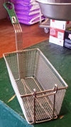 13 1/4' x 6.5' x 5 7/8' Stainless Steel Basket Fryer with 10' Green Handle - FB 30 NRE #001472 - Perfect for Deep Frying Chicken, Fish, and French Fries in Commercial Kitchens & Restaurants