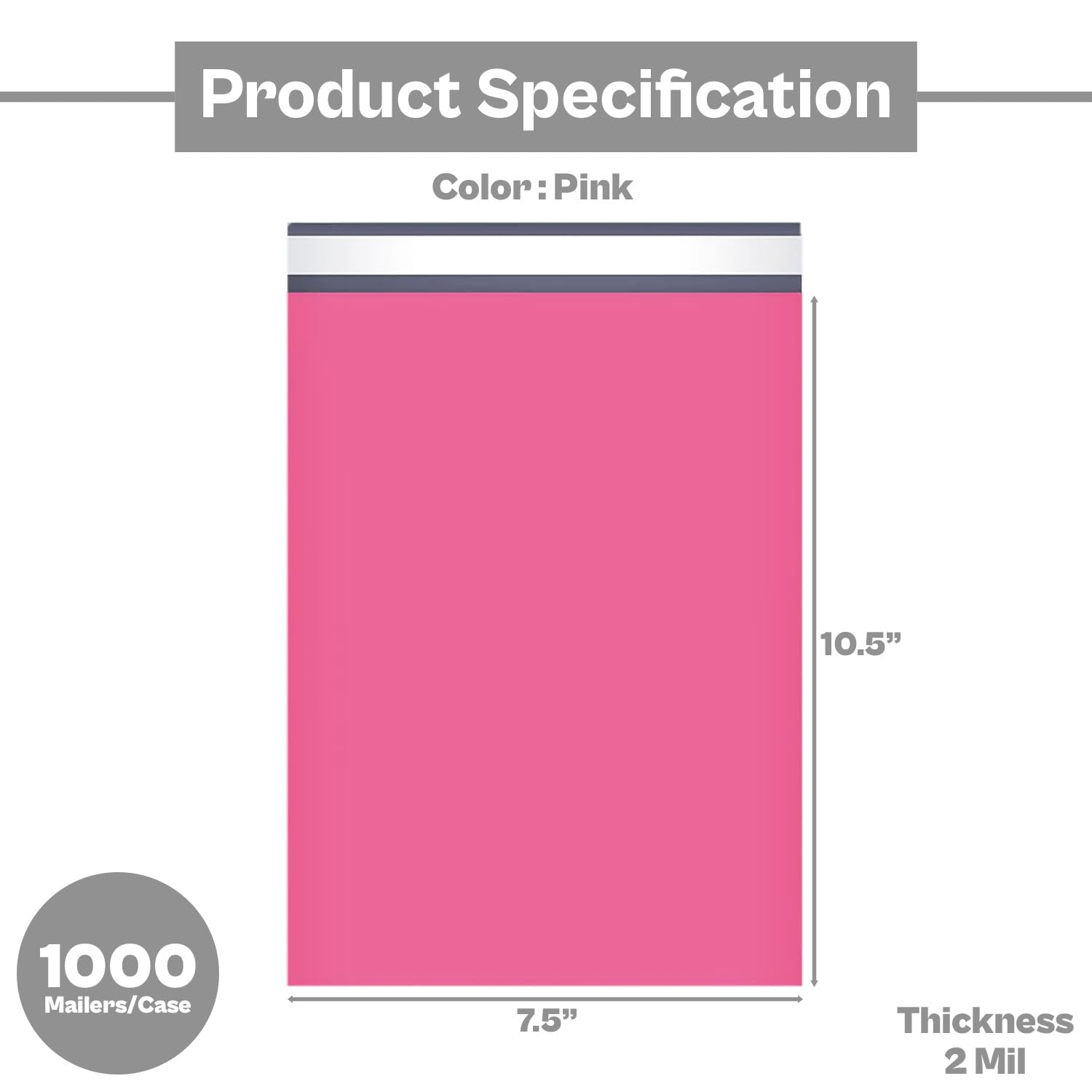 PSBM 7.5x10.5 Inch Pink Poly Mailers - 2000 Pack Glamour Shipping Envelopes with Peel & Seal Adhesive | Perfect for Ecommerce, Subscription Boxes & Retail Packaging