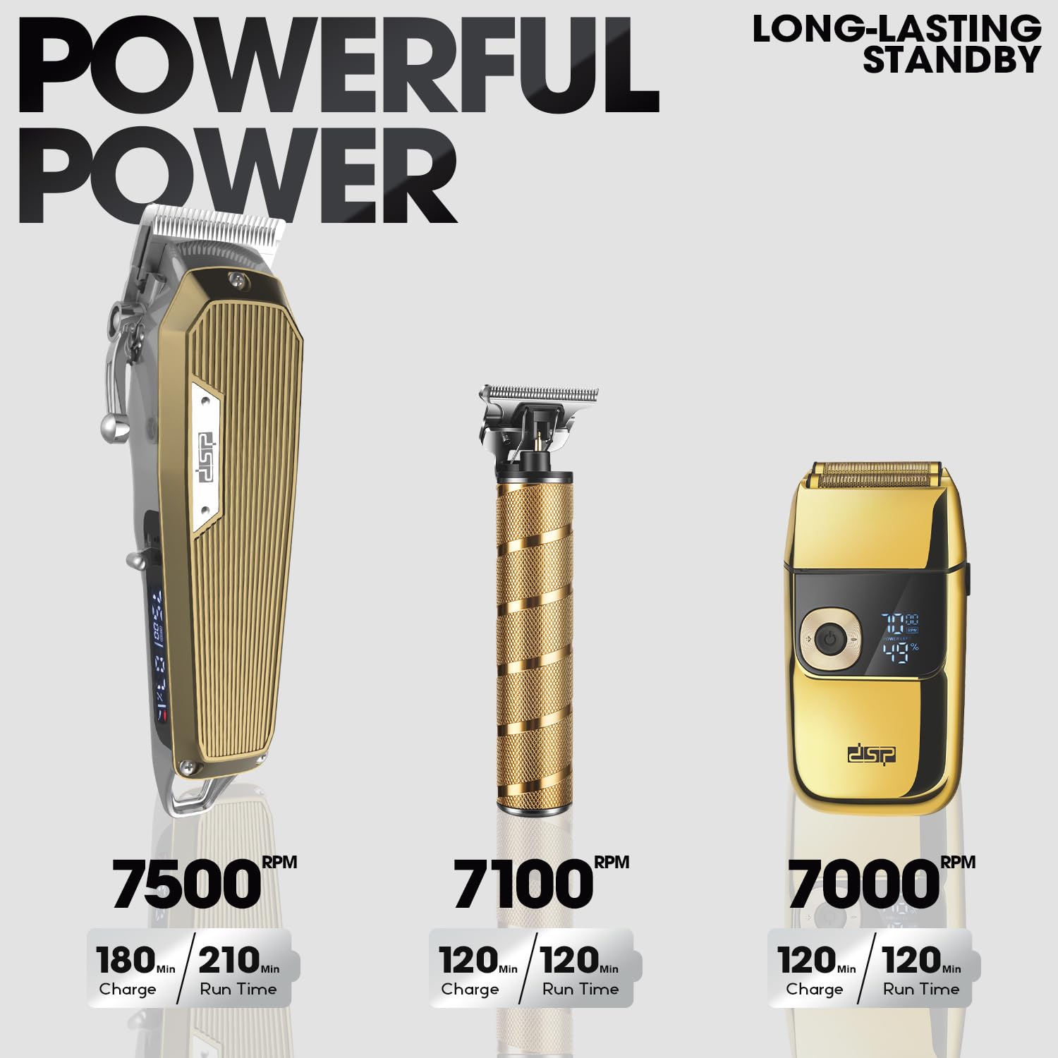 DSP® Professional Cordless Hair Clippers & Trimmers Set for Men - Bald Shaver, Beard Trimmer & Grooming Kit - Complete Home Barber Set for DIY Haircuts & Beard Styling (Great for Travel & Gifts)