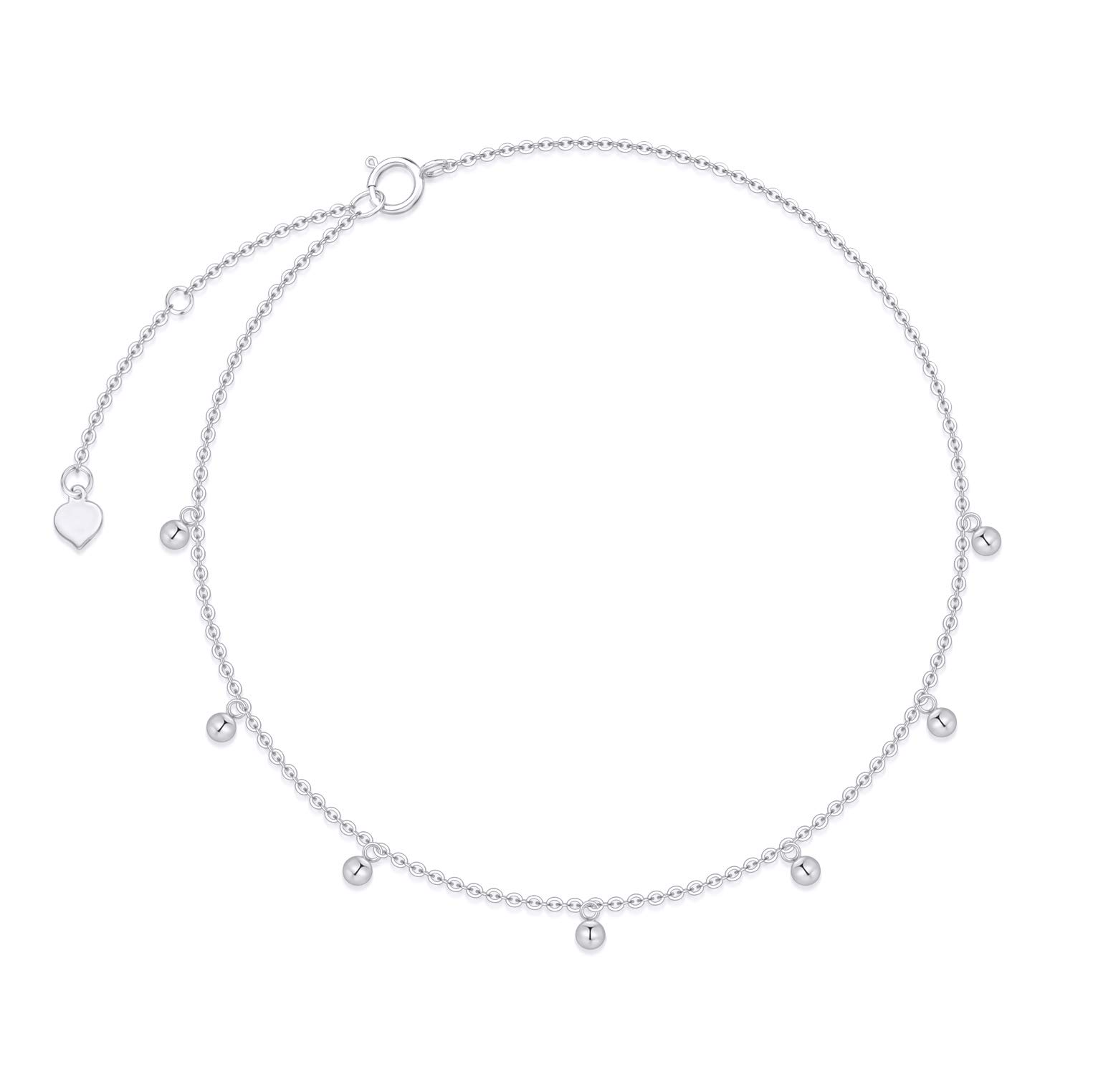 14k Solid Gold Ankle Bracelet for Women - 2.2mm Tiny Ball Chain Anklet, Adjustable 9.1-10.5 Inch, Dainty Jewelry Gift for Her - Perfect for Beach, Wedding & Everyday Wear