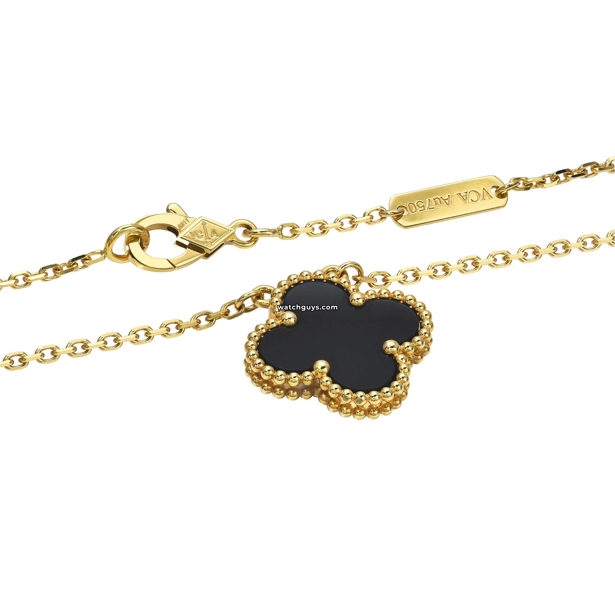 Van Cleef & Arpels Vintage Alhambra Pendant Necklace in Onyx - Elegant Black Gemstone Jewelry for Women, Perfect for Parties, Weddings & Special Occasions