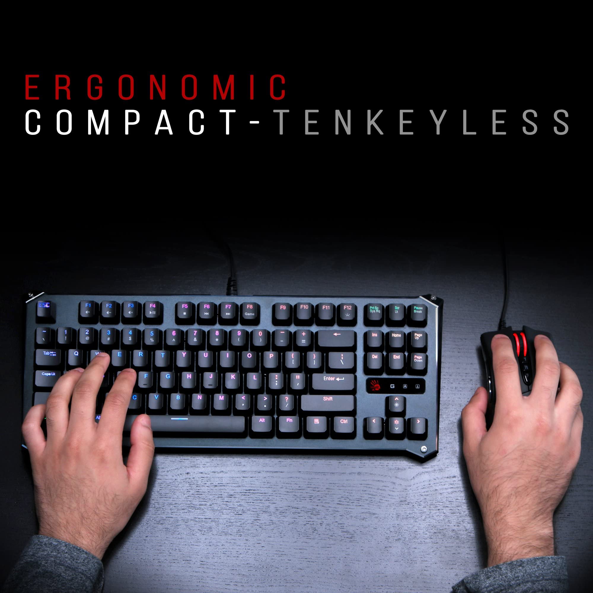 BLOODY B930 TKL Optical Gaming Keyboard - RGB Backlit, Quiet Linear Switches for Esports & Office Use