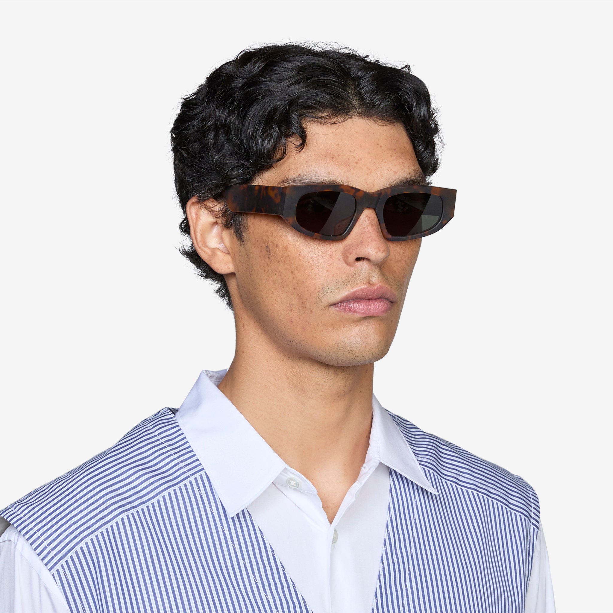 Eclipse Matte Havana Sunglasses with Green Solid Lenses - UV Protection for Outdoor Activities, Beach & Driving