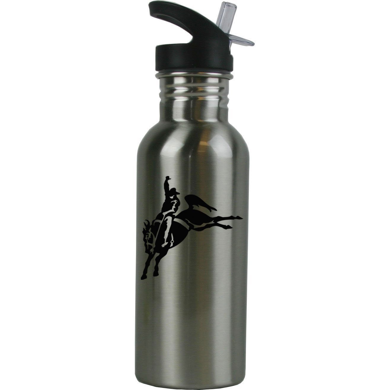 Custom Stainless Steel Water Bottle 20oz with Straw - Personalized Bucking Horse & Rodeo Design - Insulated Sports Bottle for Gym, Hiking & Outdoor Activities