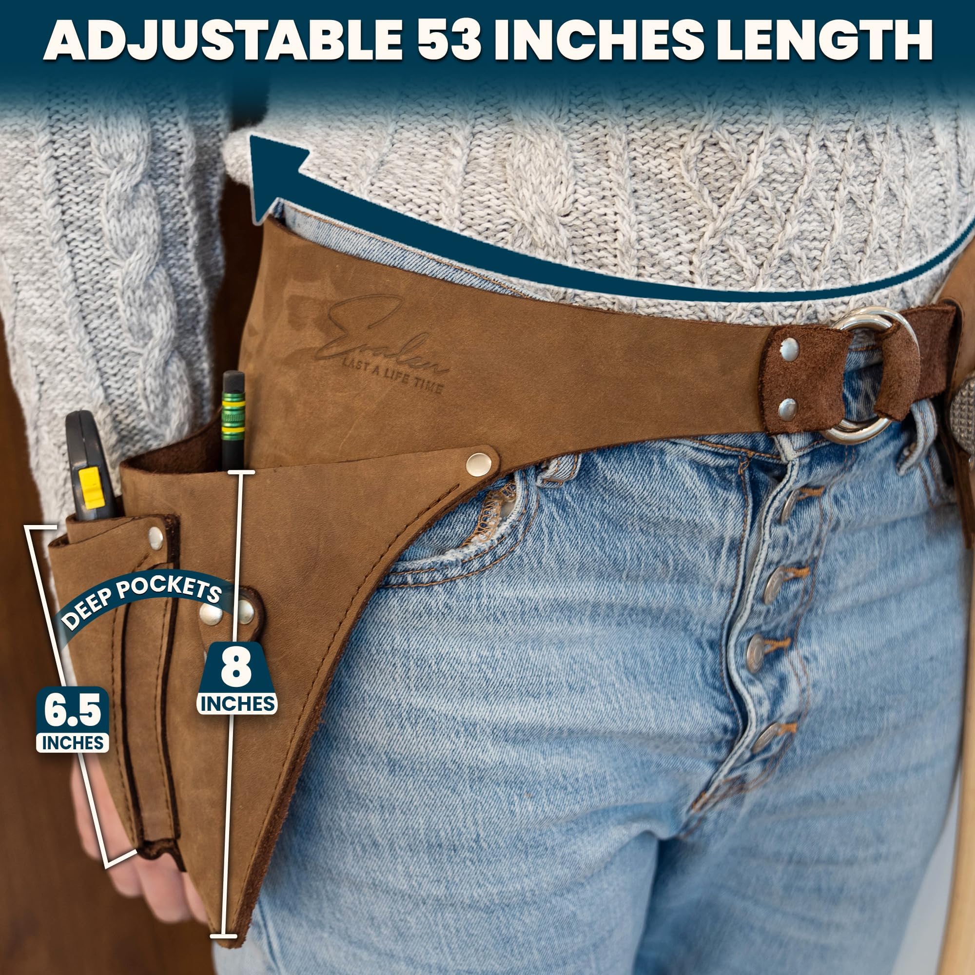 Premium Leather Garden Utility Belt for Women - Heavy Duty Florist Tool Holster & Gardening Apron with Hammer Holder - Perfect Gift Box Included (Ideal for Landscaping, Floral Arrangements & Outdoor Work)