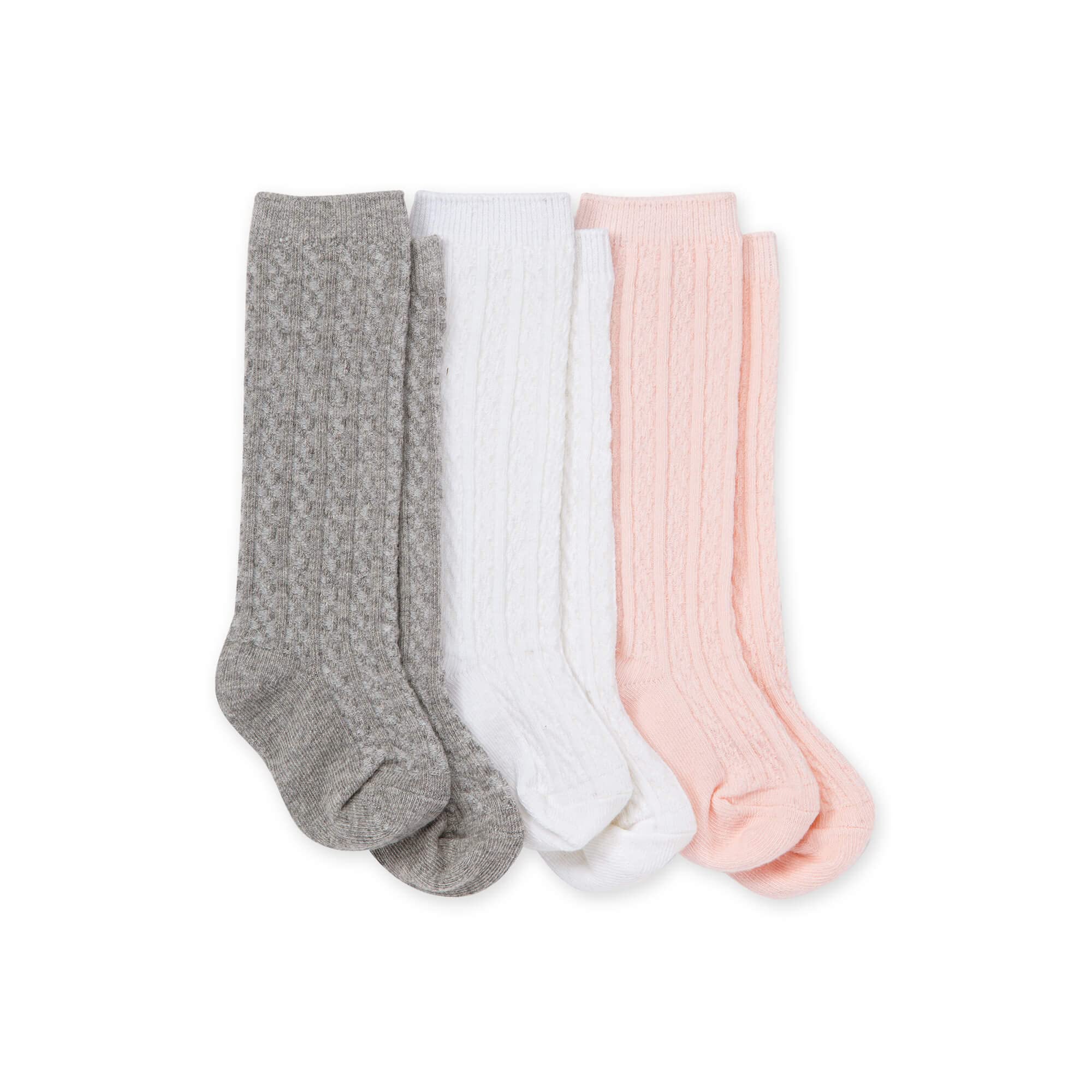 Burt's Bees Baby Girls' Organic Cotton Knee-High Cable Knit Socks - Set of 3 Pairs | Soft & Warm Stockings for Infants & Toddlers | Perfect for Winter, Holidays & Special Occasions