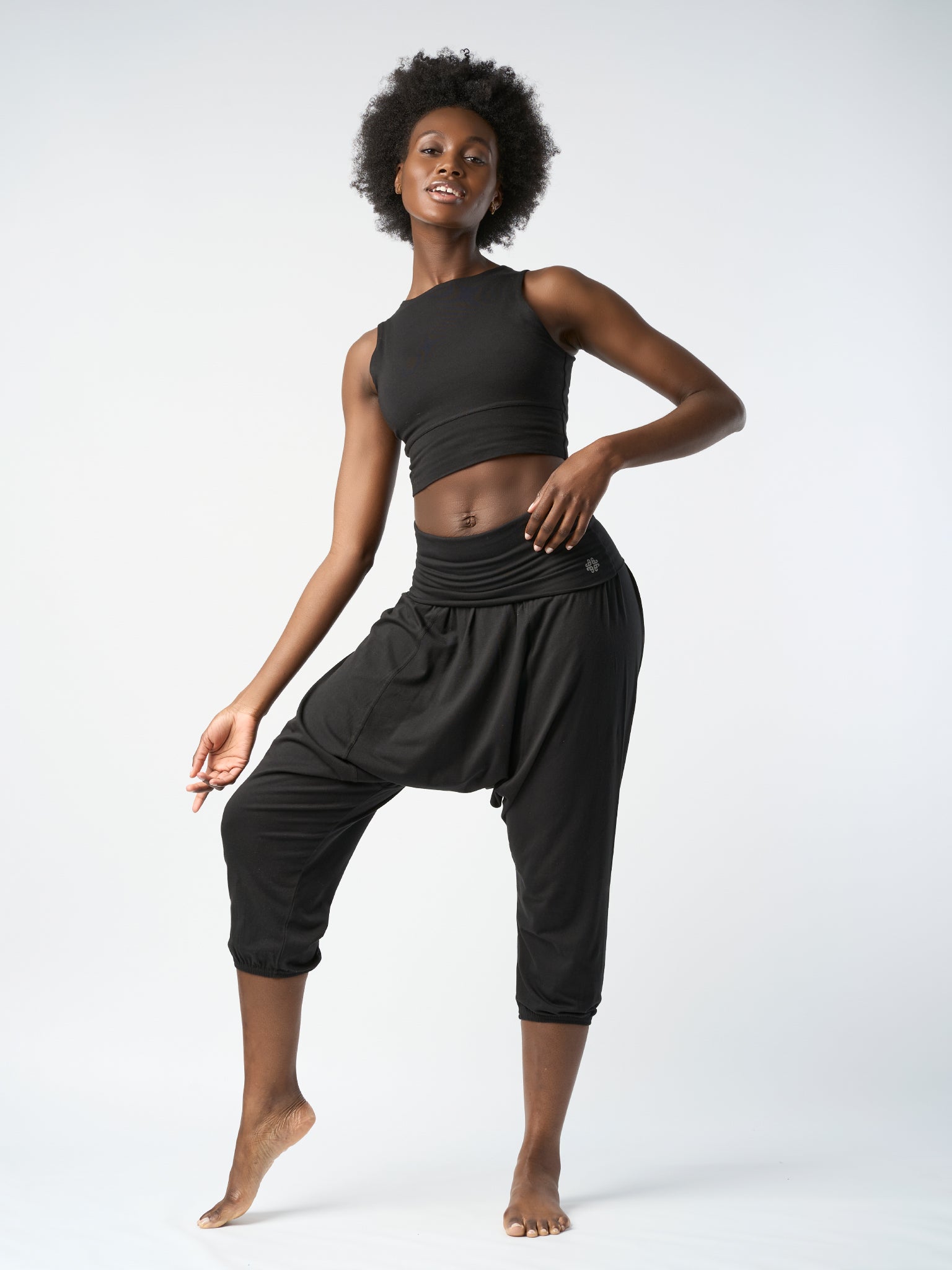 Gossypium Retreat Harem Pants for Women - Soft Cotton Lounge Pants - Comfortable Black Boho Pajama Bottoms for Yoga, Meditation & Home Relaxation