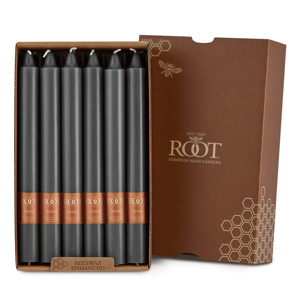 Premium Unscented Beeswax Blend Dinner Candles - 9-Inch Root Candles Set in Stone Box | Elegant Table Decor for Weddings, Restaurants & Home Dining