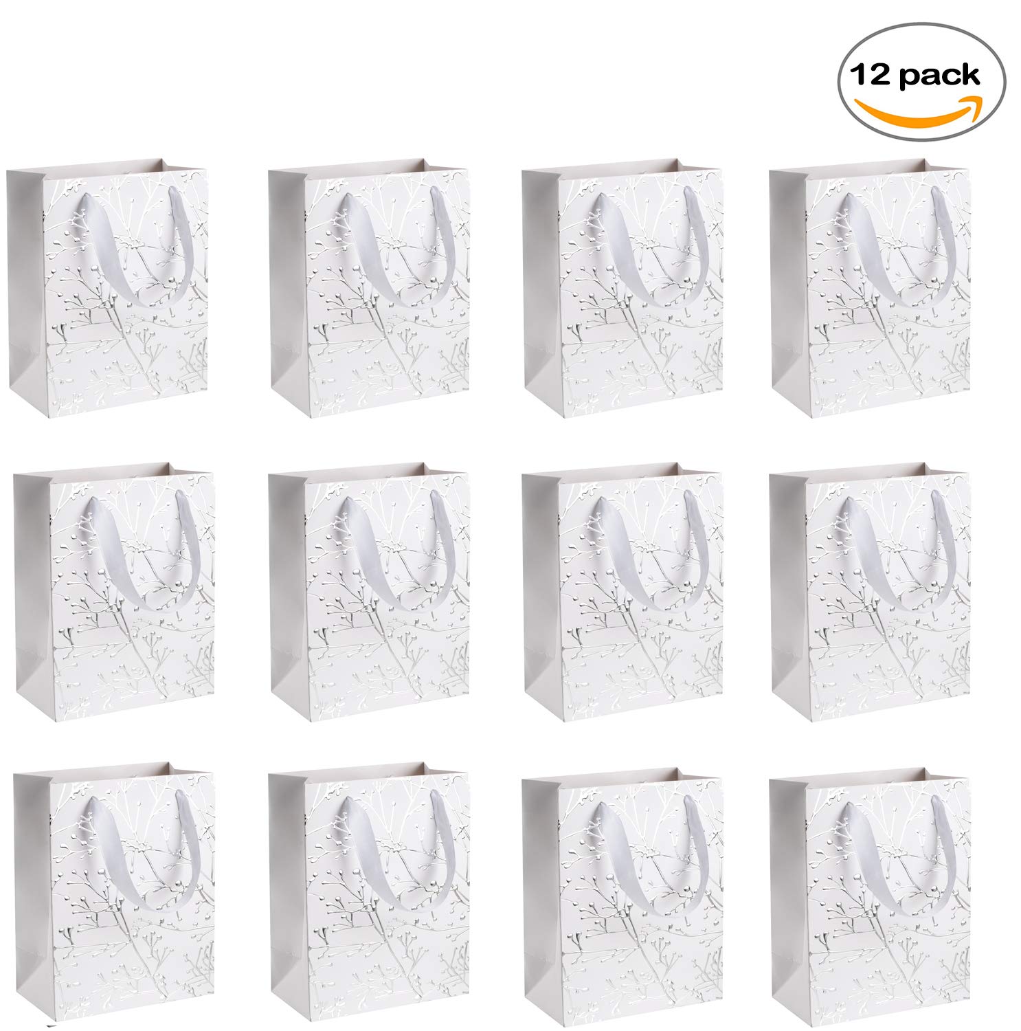 Floral Wedding Favor Bags - 12 Pack for Bridesmaids, Baby Showers & Parties (9x7x4