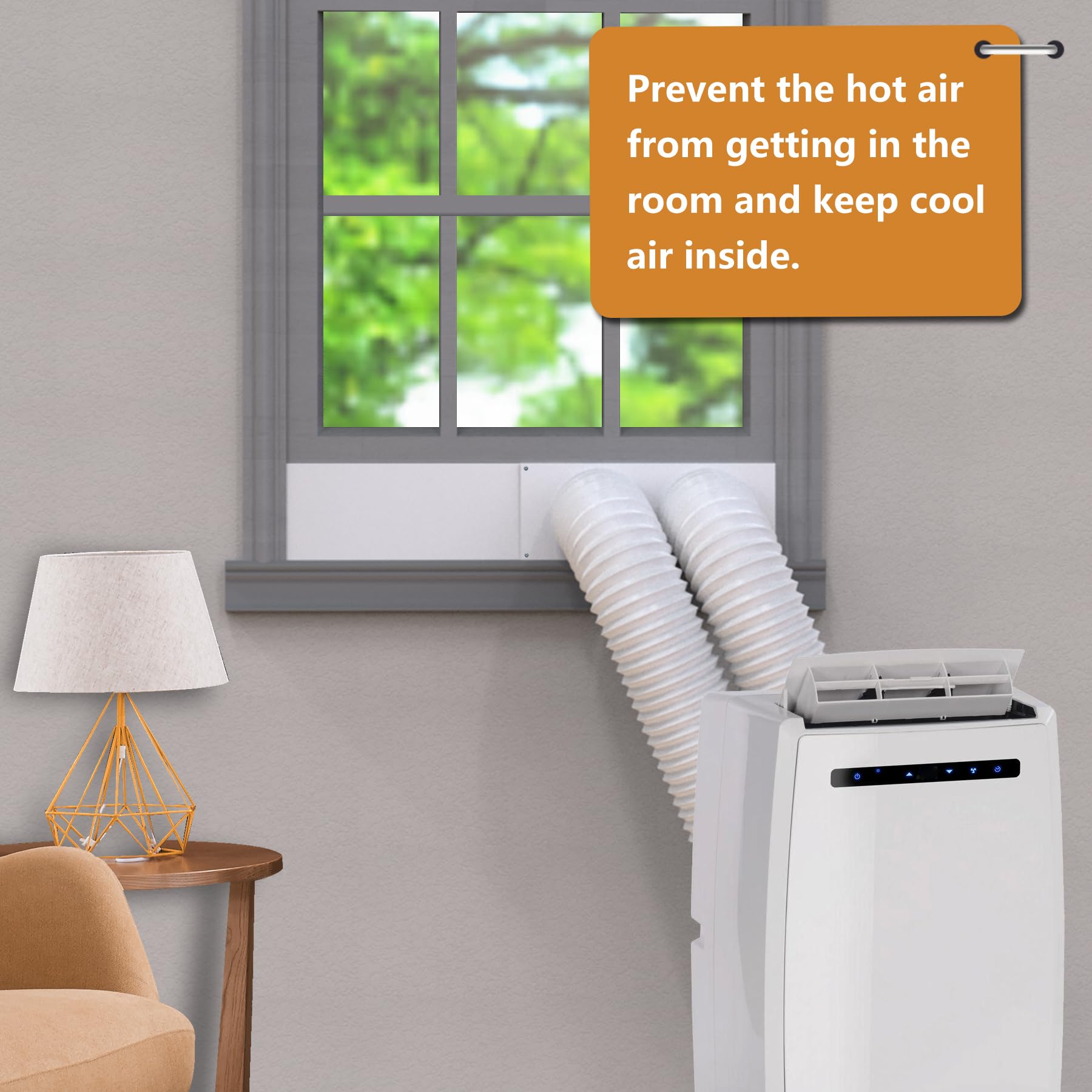 GCGOODS Portable AC Window Kit - Universal Dual Hose Air Conditioner Seal Plate for 5