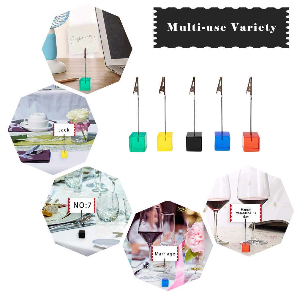 10pcs Colorful Table Number Holders - Name Place Card Stands, Memo Clips & Note Holders for Wedding, Party, Restaurant (Menu Card & Photo Display)
