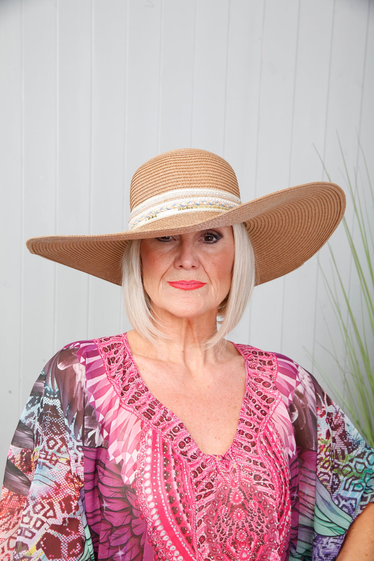 Seaside Sparkle Hat Tan - Stylish Sun Hat for Women, UPF 50+ UV Protection, Wide Brim Beach Hat for Summer, Travel, and Outdoor Activities