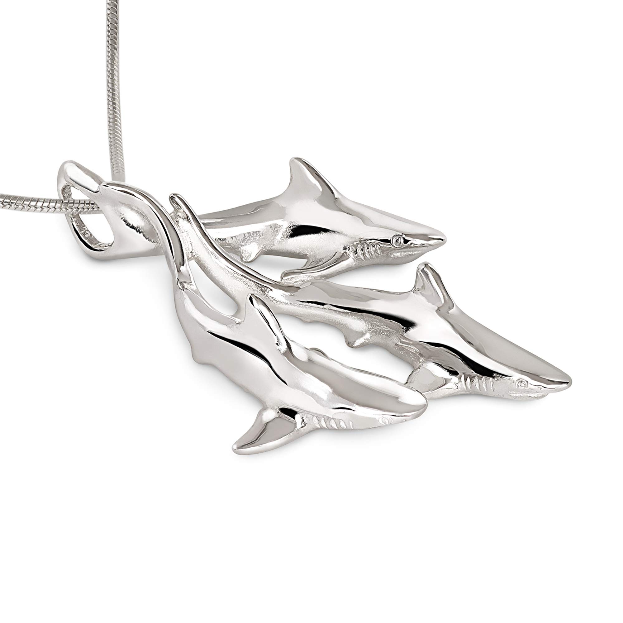 Stylish Sterling Silver Grey Reef Shark Necklace for Women - Elegant Shark Charm Pendant, Perfect Scuba Diving Jewelry Gift for Ocean Lovers & Marine Enthusiasts