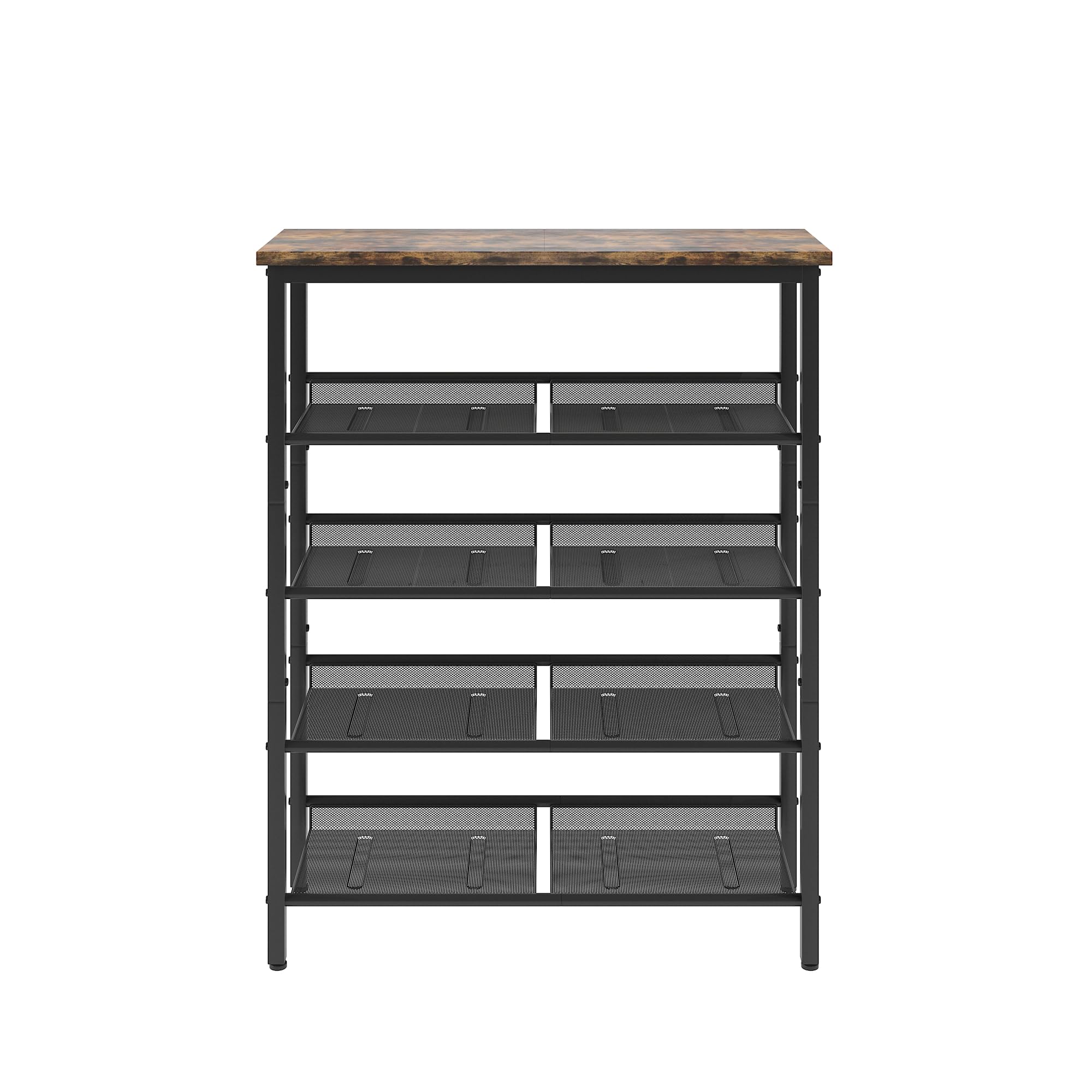 Gecheer 5-Tier Adjustable Industrial Shoe Rack with 4 Mesh Shelves - Rustic Country Style Entryway Storage Organizer for Shoes, Boots & Accessories | Perfect for Living Room, Bedroom, Porch & Hallway Organization