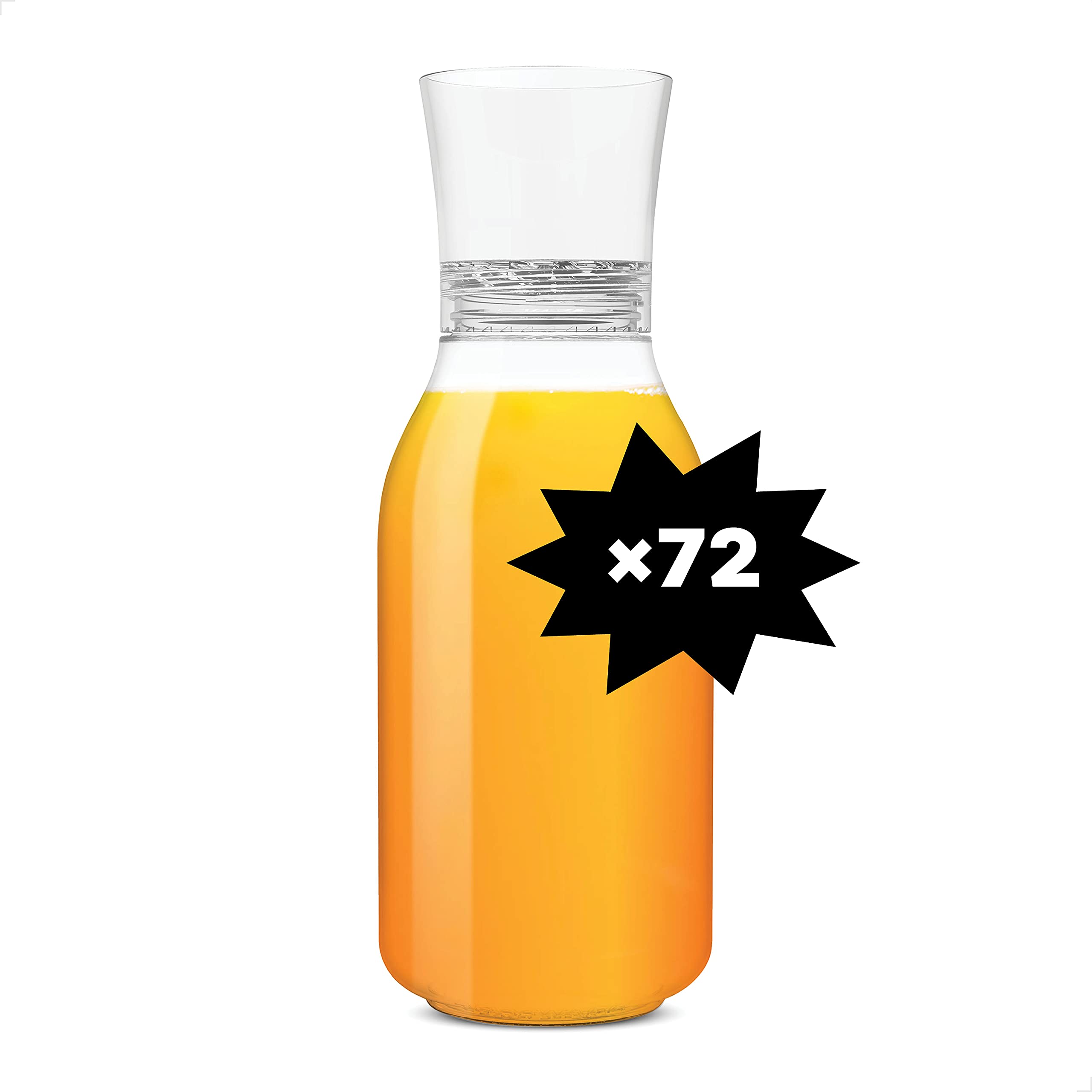 TOSSWARE POP 32oz Carafe Set of 72 - Recyclable & Unbreakable Plastic Drink Pitchers, Crystal Clear for Water, Juice, Iced Tea - Perfect for Restaurants, Catering & Parties