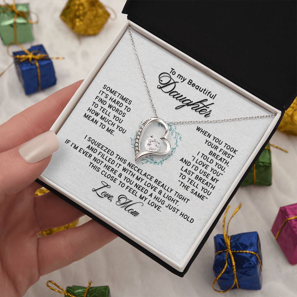 Beautiful Jewelry Necklace for Daughter - Thoughtful Gift from Mom in White or Yellow Gold Finish - Perfect for Birthdays, Graduation & Special Occasions