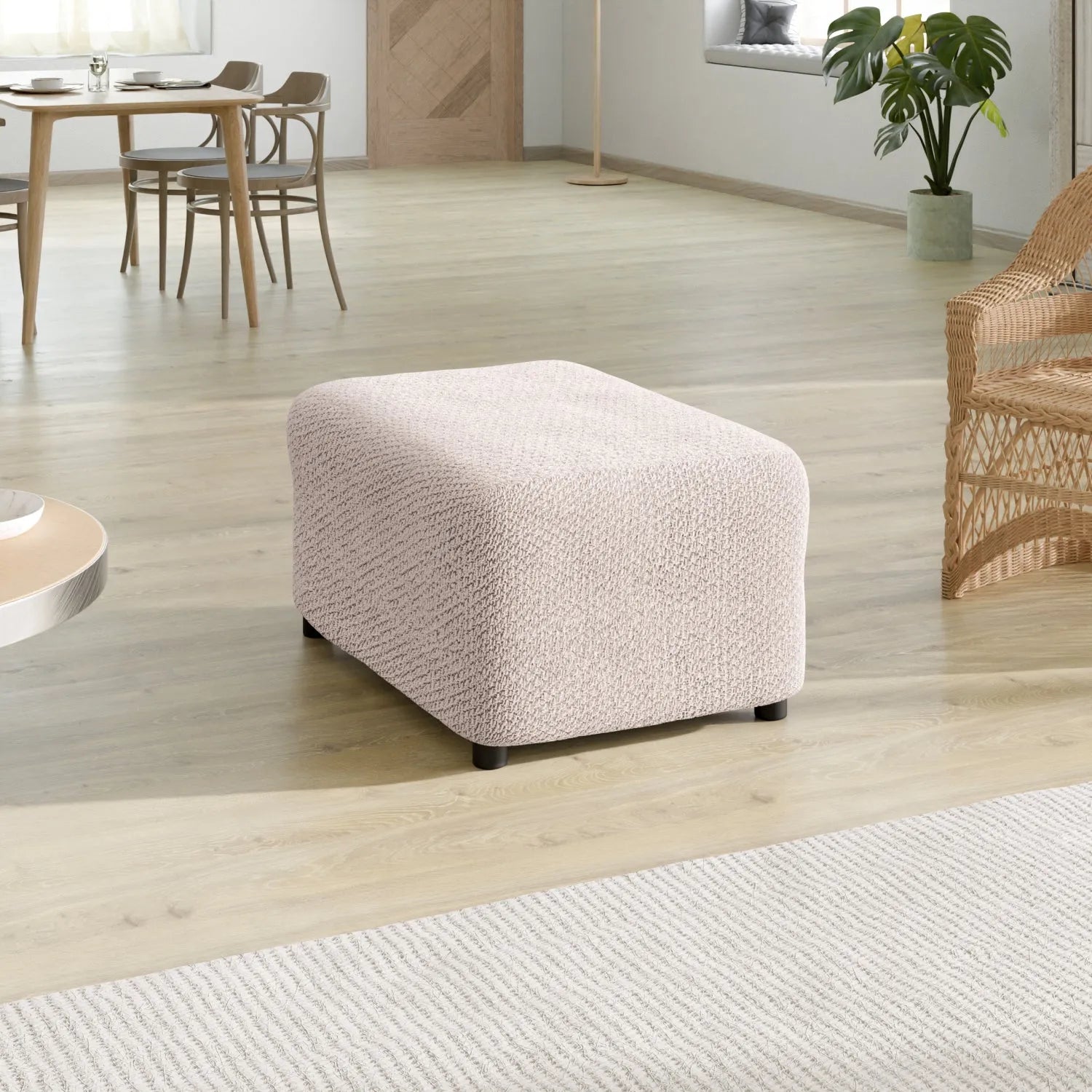 Velvet Ottoman Slipcover Medium Size - Soft & Durable Furniture Cover for Living Room, Bedroom, or Office Decor