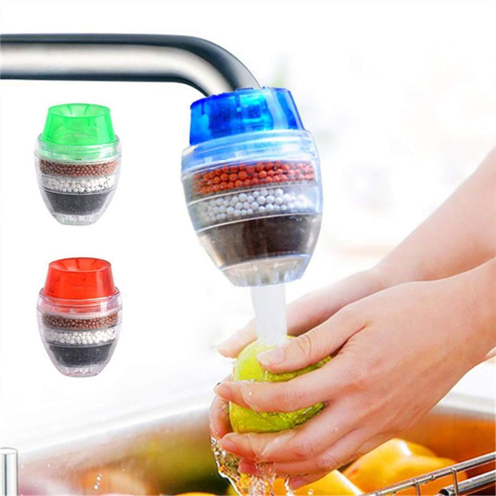 GJWEIYI 5-Stage Activated Carbon Water Purifier Filter - Blue Mini Faucet Mount Filtration System for Kitchen | Removes Impurities & Improves Taste | Perfect for Home, RV, and Office Use
