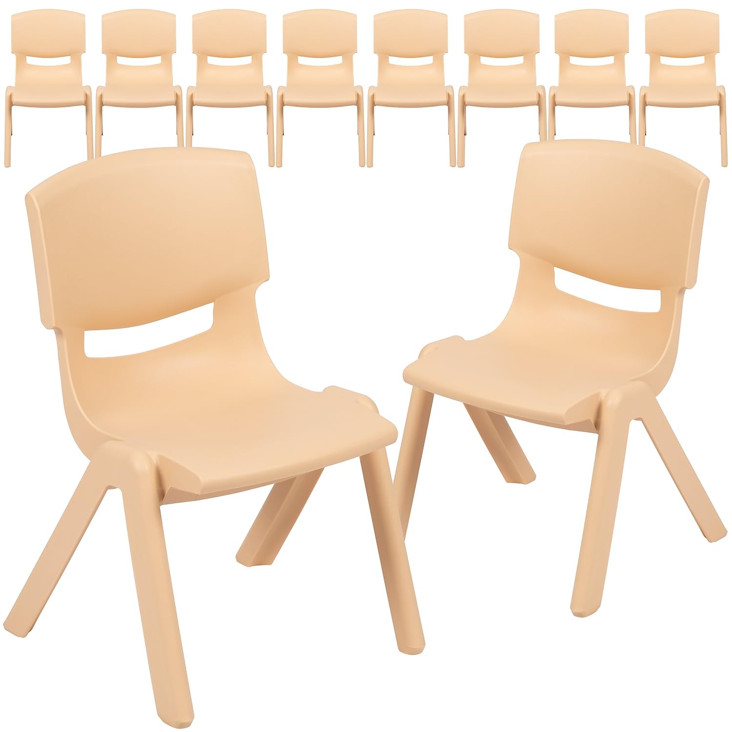 Flash Furniture Whitney 10-Pack Natural Plastic Stackable School Chairs - 10.5