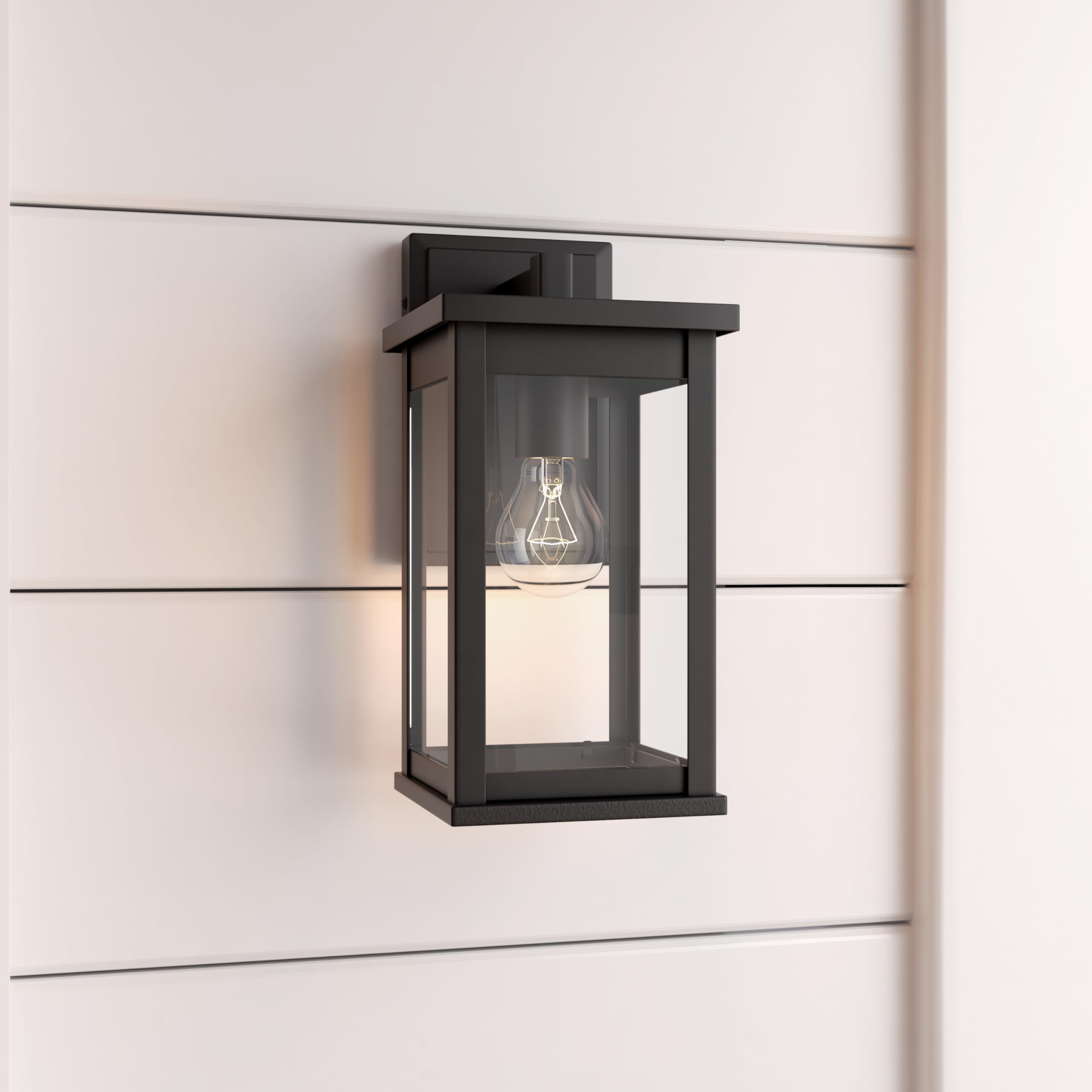 ML Lighting Bowton - 1 Light Black Outdoor Wall Sconce, 11.375