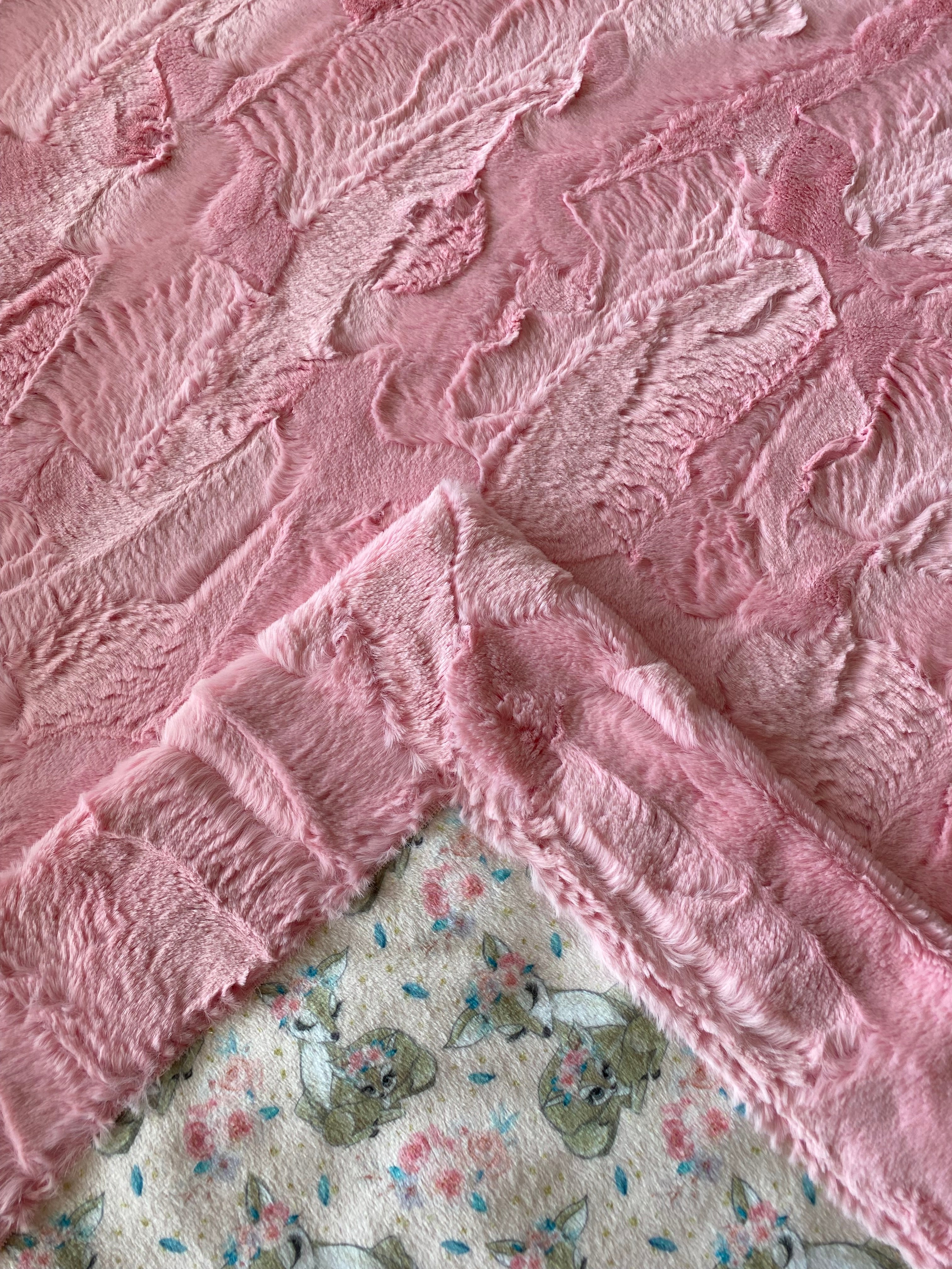 Luxury Rose Flower Fawn Print Minky Blanket for Toddlers - 47x64 Inches - Soft Baby Blanket for Nursery, Stroller, and Crib - Perfect Gift for Newborns and Infants