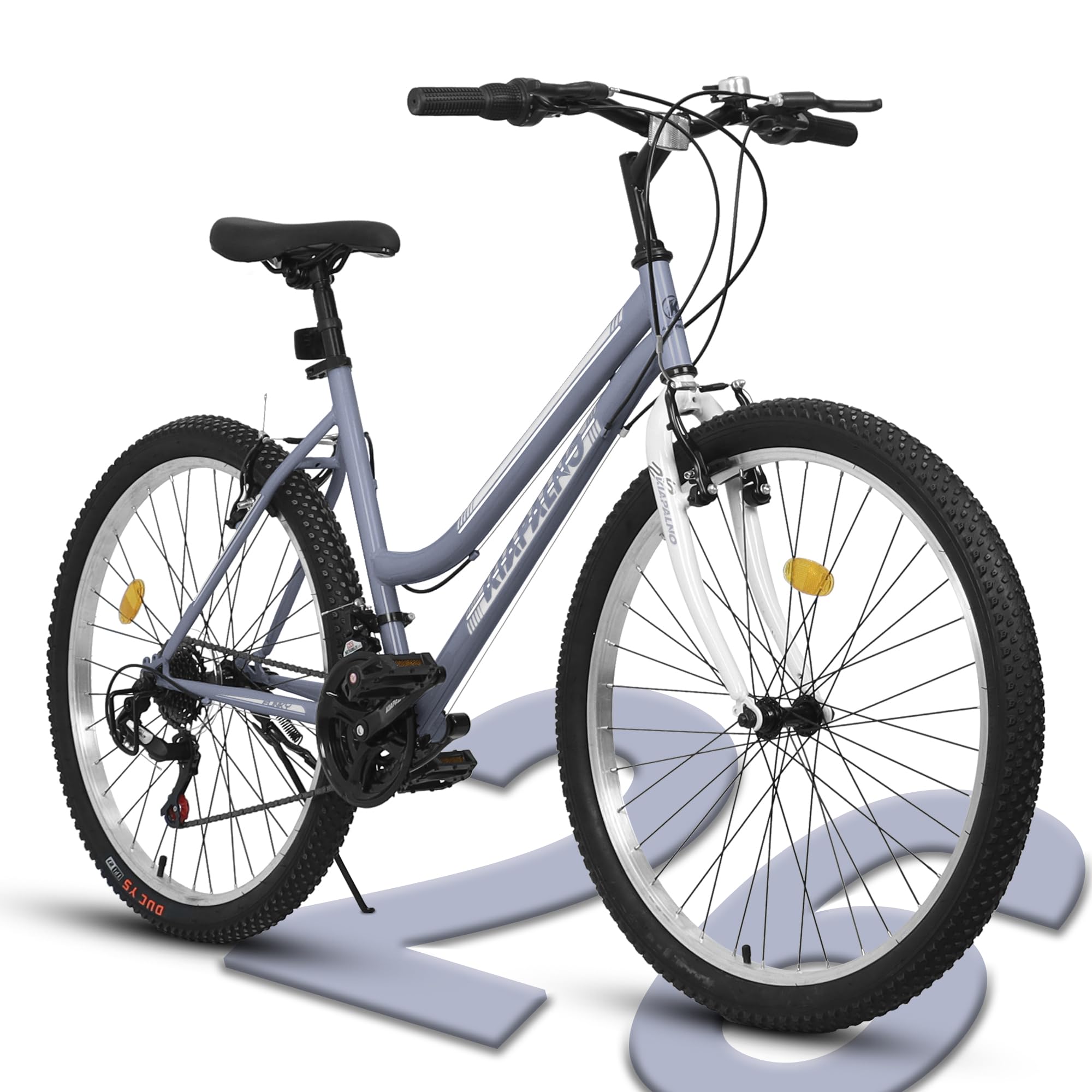 26 Inch Mountain Bike for Men & Women - 21 Speed Bicycle with V-Brake for Outdoor Cycling, Commuting, Snow Riding - Perfect Gift for Birthday, New Year - Ideal for School, Work & City Riding
