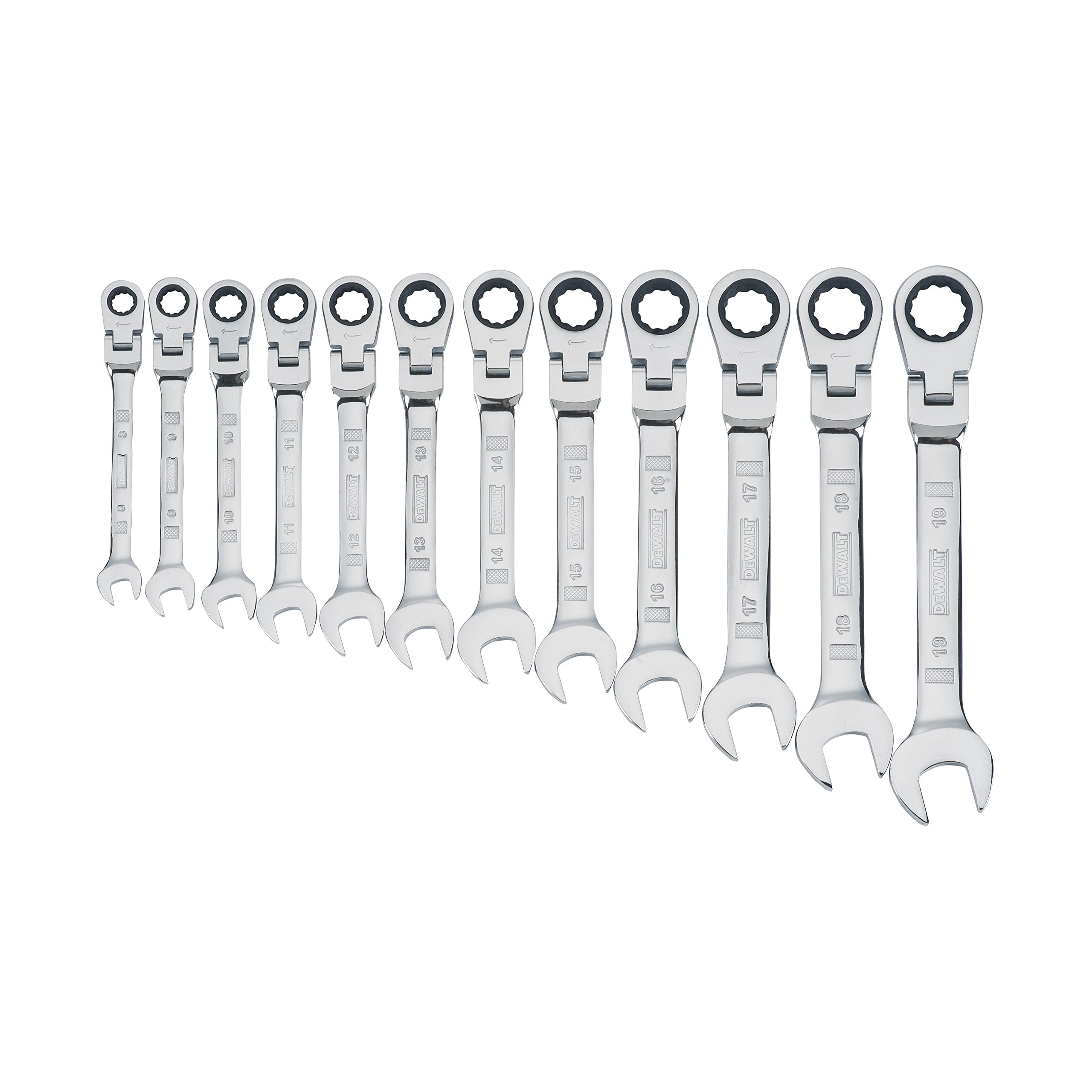 DEWALT 12-Piece Ratcheting Wrench Set - Metric (MM) Flexible Head for Tight Spaces - Perfect for Automotive Repair, Plumbing & DIY Projects