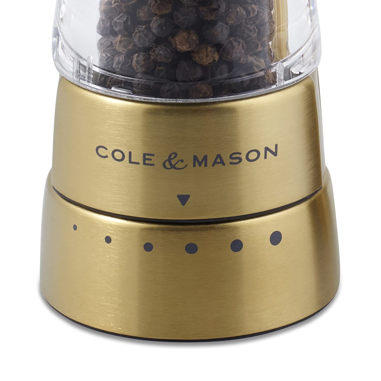 Cole & Mason Derwent Gold Salt and Pepper Grinder Set - Premium Stainless Steel & Acrylic Mills with Gourmet Precision+ Technology - 190mm Height - Perfect for Kitchen, Dining Table & Gift Giving
