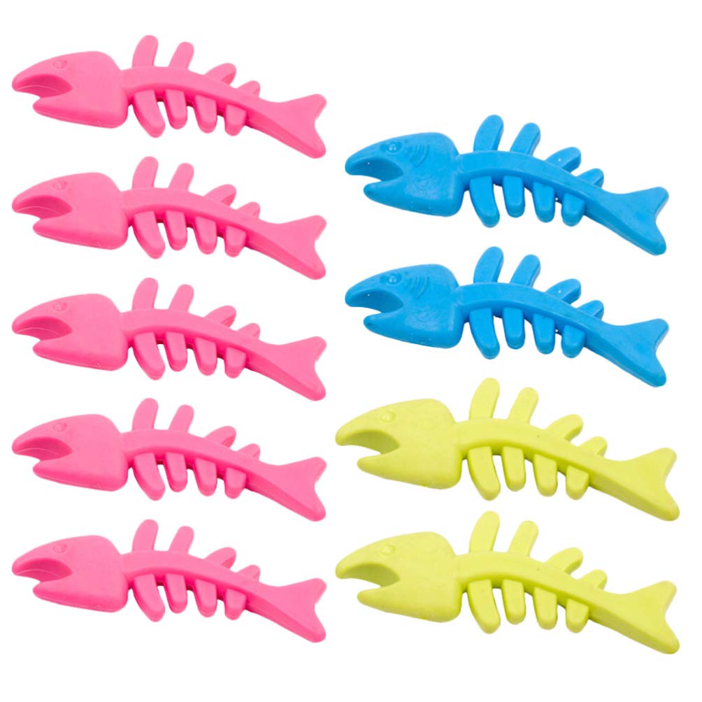 PRETYZOOM 9-Piece Dog Chewing Toys Set - Puppy Teething Fish Bone Toy for Small & Medium Dogs - Teeth Cleaning Chew Toy for Puppies (Random Colors) - Perfect for Teething Relief & Dental Health