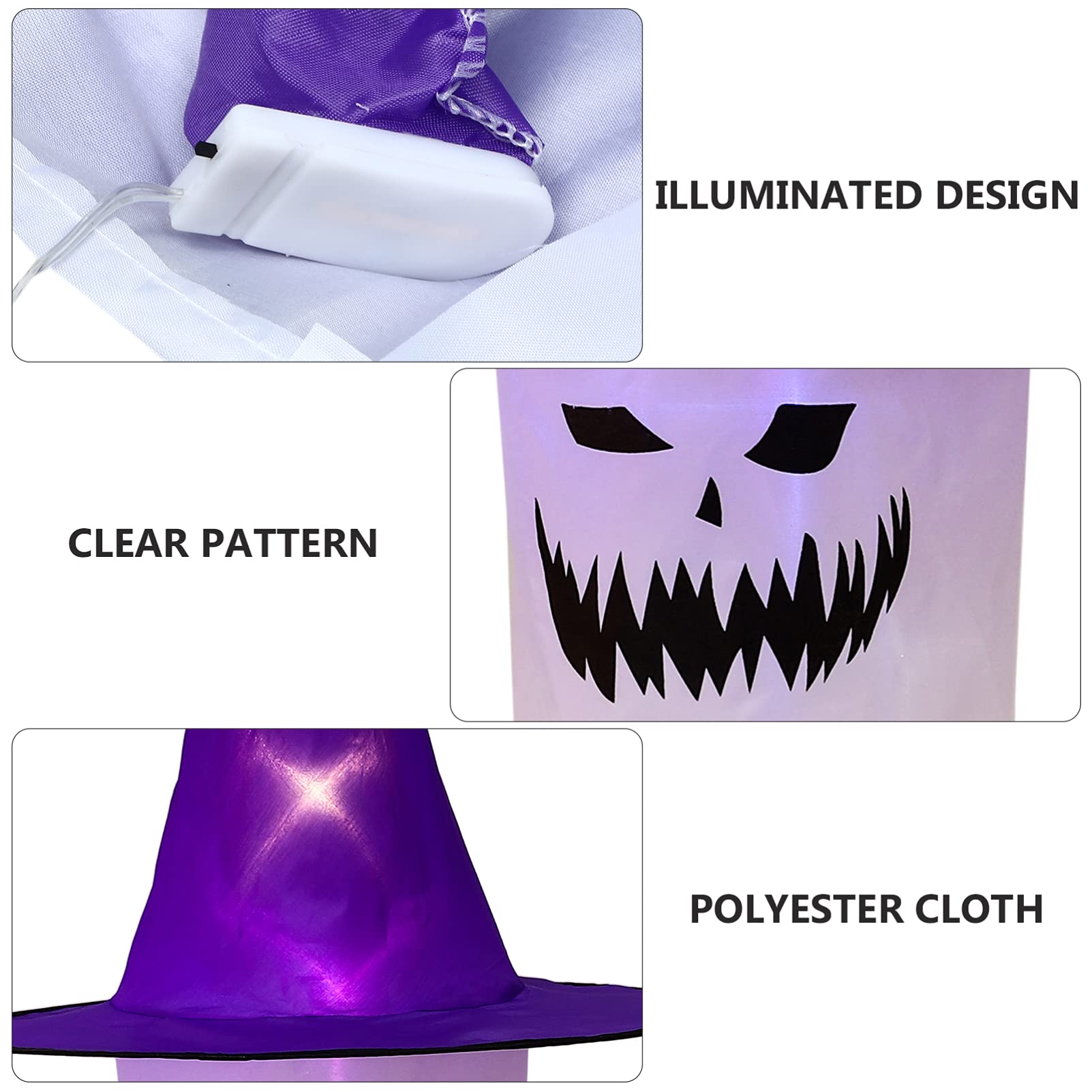 BESPORTBLE 5-Pack Halloween Glow-in-the-Dark Windsock Decorations - LED Hair Dryer Pendants for Outdoor Halloween Party Decor, Yard Play & Costume Accessories (Purple Hanging Ornaments)