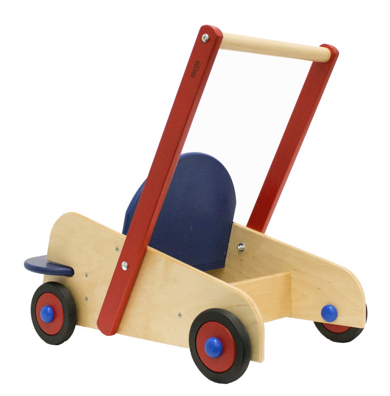 HABA Wooden Baby Walker Wagon - Sit to Stand Learning Push Toy with Seat & Storage for Toddlers 1-3 Years (10+ Months) | First Steps Helper & Playroom Activity Center