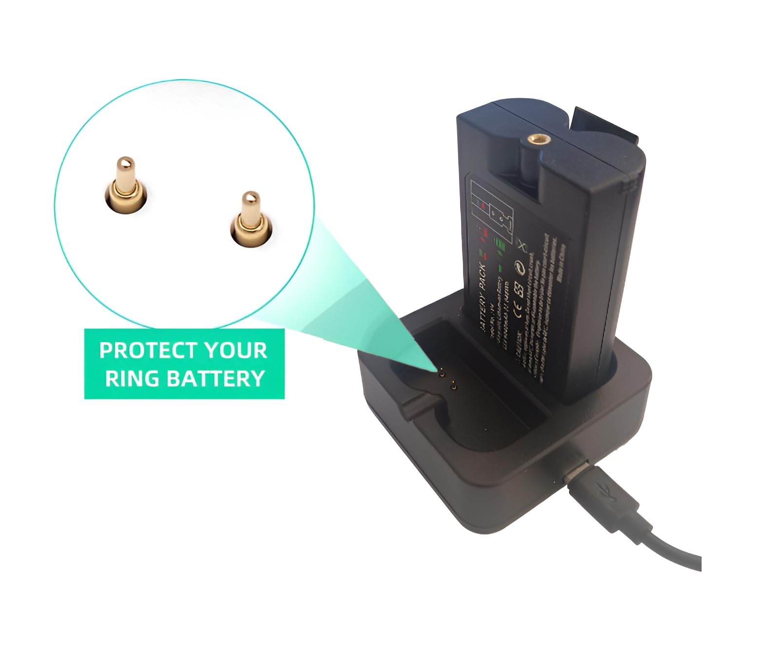 **Ring Battery Charger Dual Port - Compatible with Ring Doorbell 2/3/3+/4, Spotlight Camera, Solar Floodlight, Stick Up Cam & Endoscope Camera - Solar Power Backup for Home Security**
