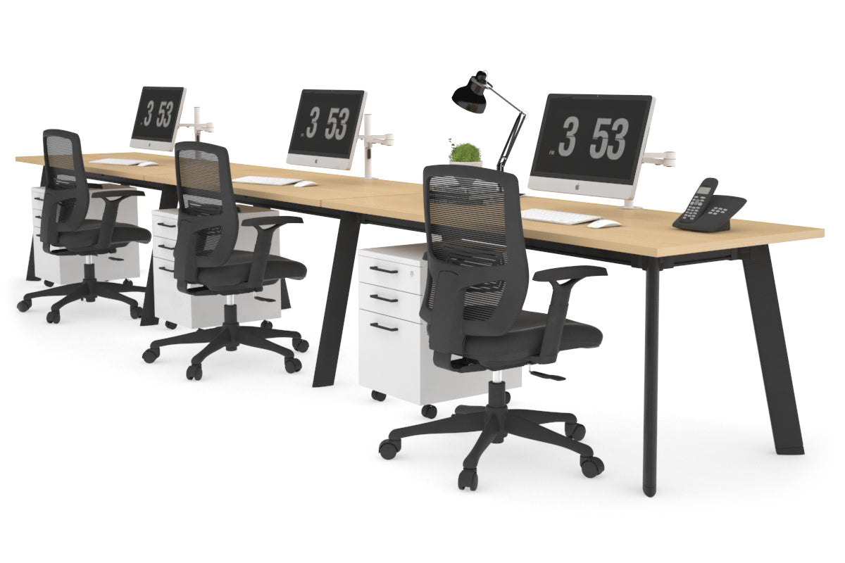 Switch 3-Person Office Workstation Desk [1800L x 700W] - Ideal for Collaborative Workspaces, Home Offices & Coworking Environments