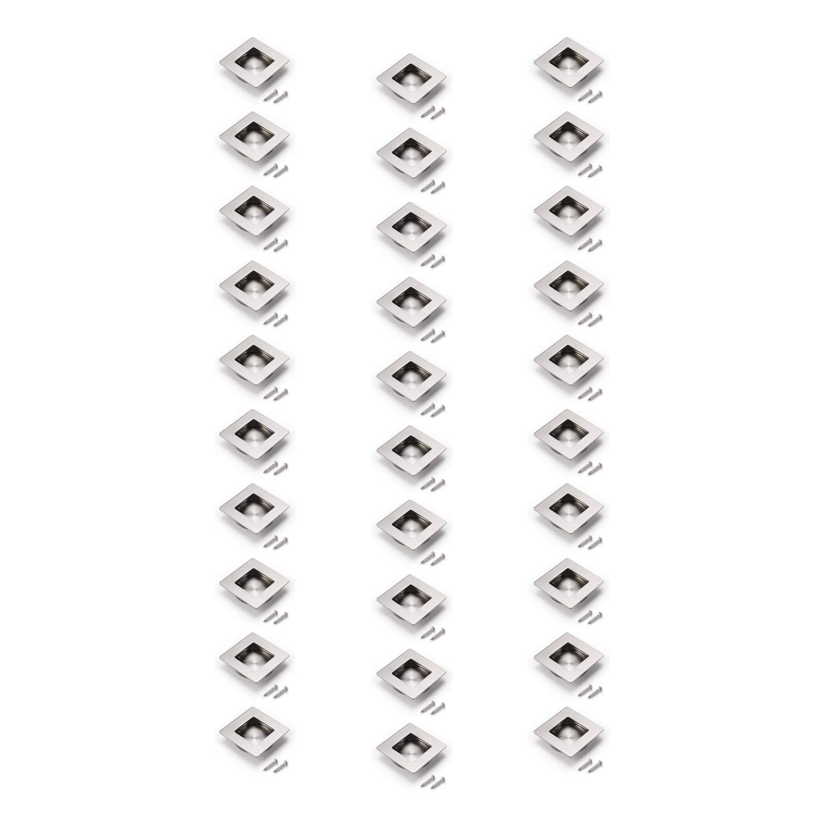 Probrico 30 Pack Brushed Nickel Pocket Door Pulls - 2-3/4 Inch Stainless Steel Flush Handles for Sliding Barn Doors, Recessed Finger Pulls - Perfect for Closet Doors, Room Dividers & Modern Interior Design