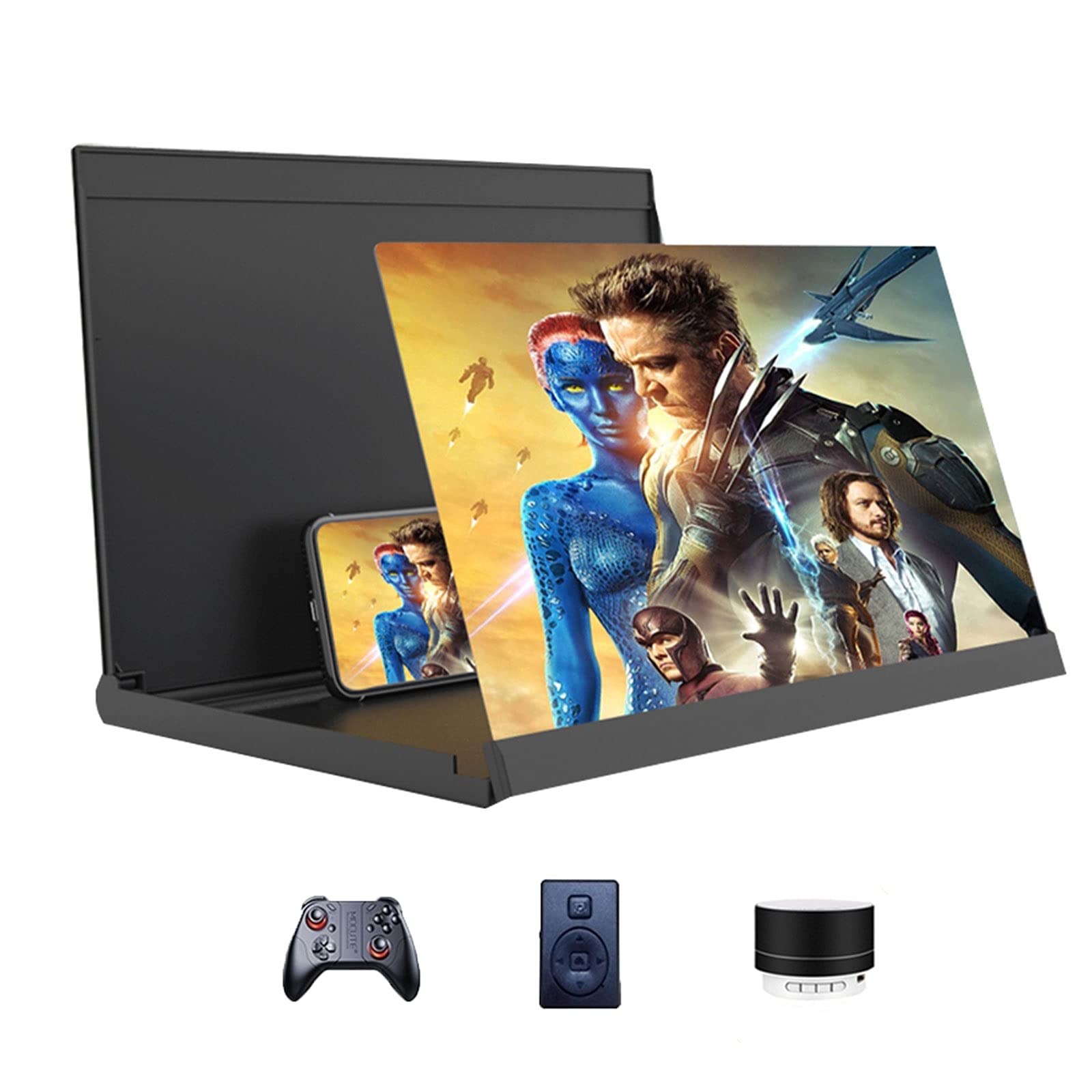 Foldable Phone Screen Magnifier - HD 3D Blu-ray Projector for Smartphones | Portable Movie & Gaming Gadget (32 inch with Gamepad) - Perfect for Home Entertainment, Travel & Gift Giving