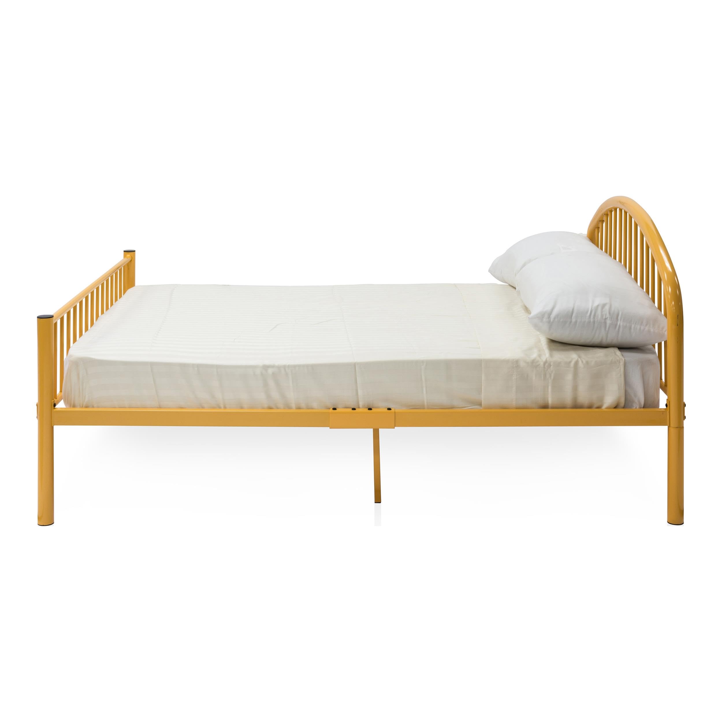 Furniture of America Capelli Contemporary Metal Slat Full Panel Bed in Orange - Modern Platform Bed Frame for Bedroom, Guest Room, or Dorm