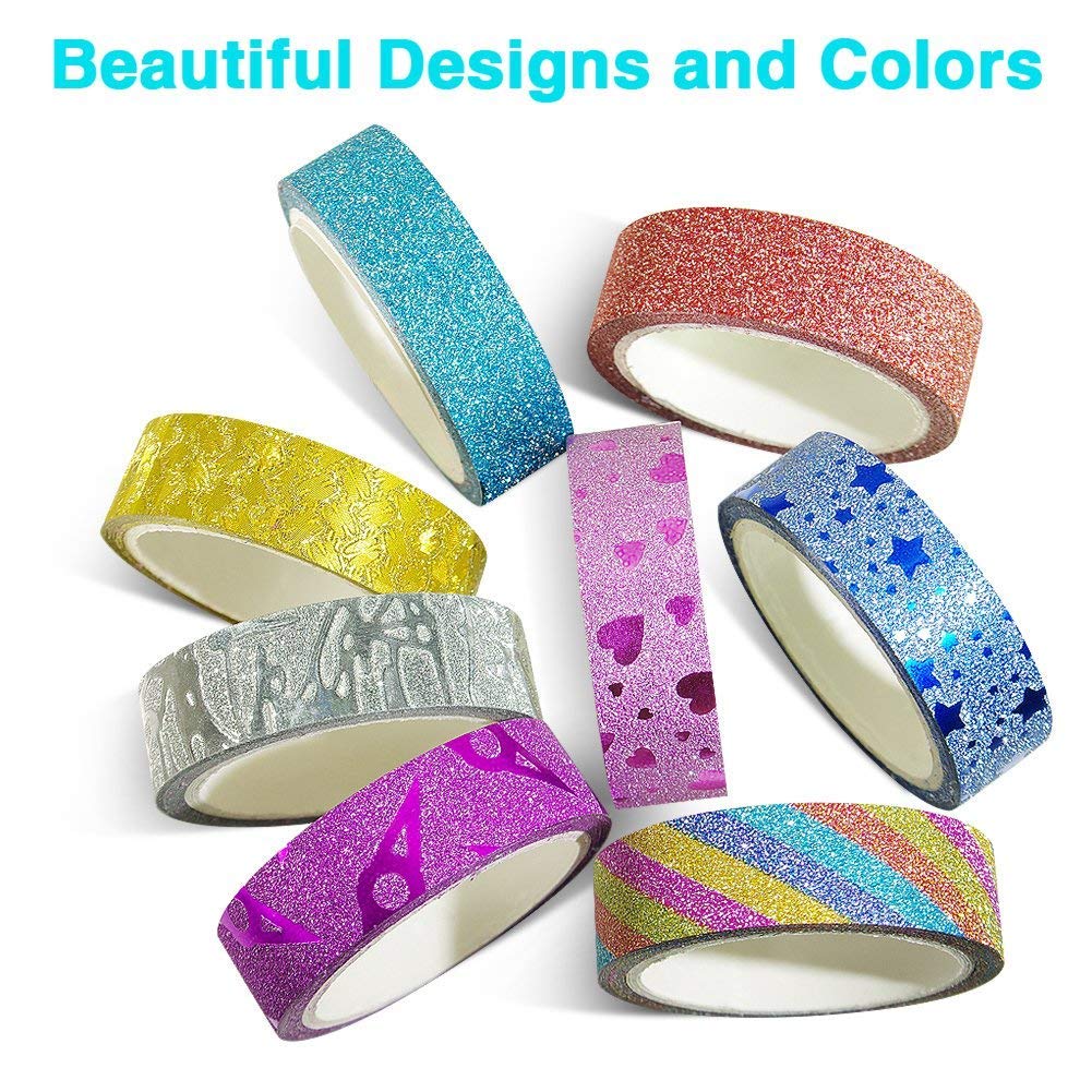 Phantomon Washi Tape Set - 30 Rolls Wide Decorative Craft Tapes for Scrapbooking, DIY Art Projects, Journaling & Home Decor | Glitter Masking Tape for Kids & Adults | Perfect for Gift Wrapping, Bullet Journals & Party Decorations