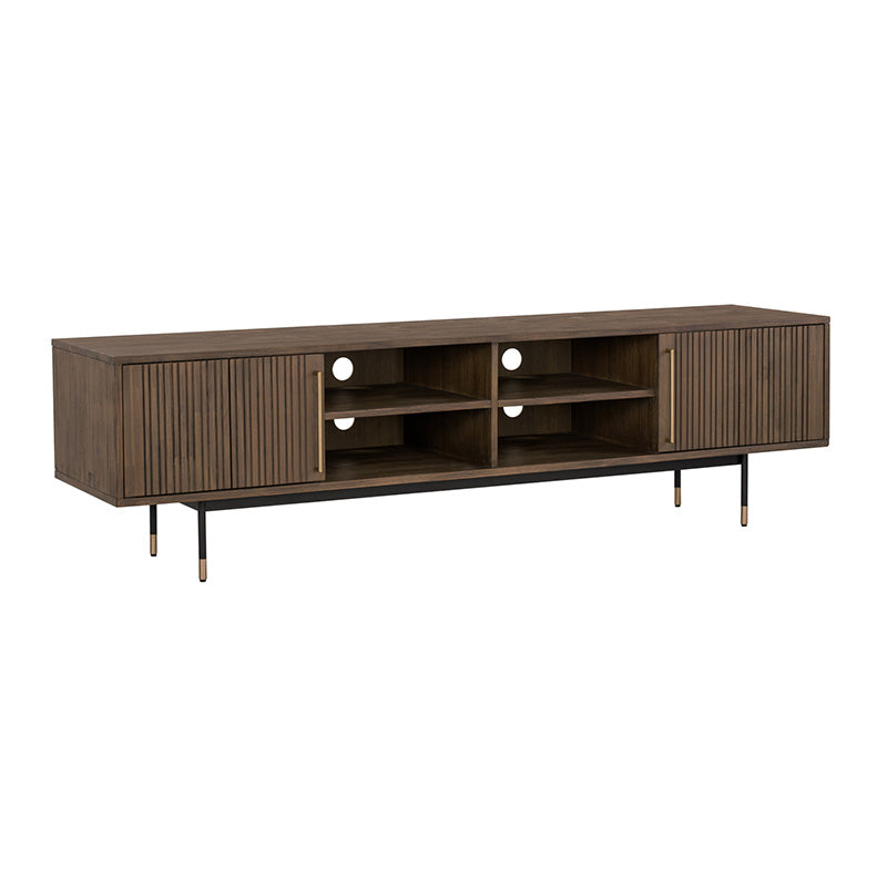 HAMILTON Entertainment TV Stand - 200cm Solid Acacia Wood Media Console in Toffee Brown - Perfect for Living Room, Home Theater & Modern Interior Design