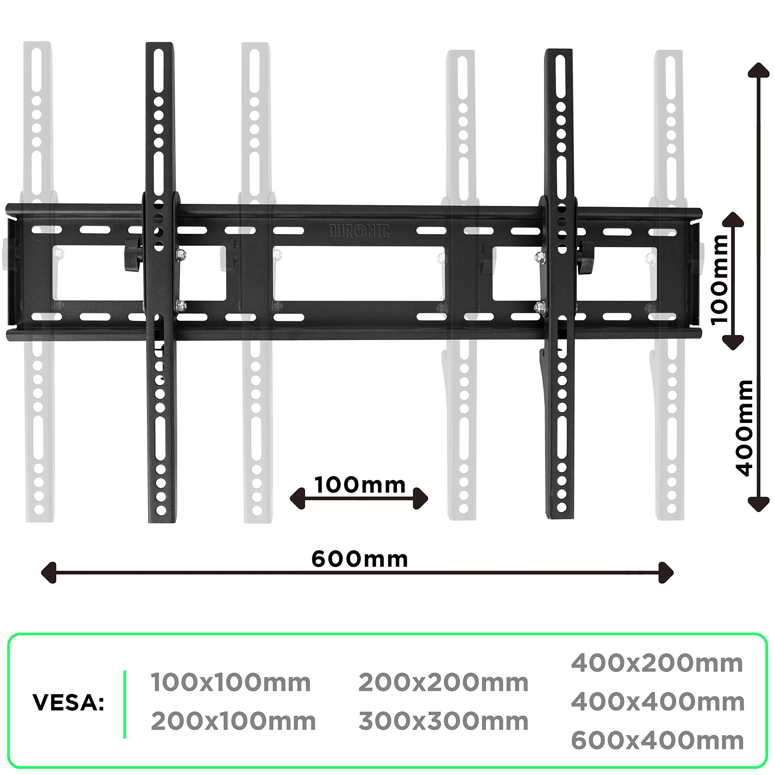 Duronic TVB123M Tilting TV Wall Mount Bracket for 32-60 Inch Flat Screen TVs - Supports LCD/LED/OLED/QLED Screens up to 600x400mm with 12° Tilt - Perfect for Living Room, Bedroom & Home Theater Setup