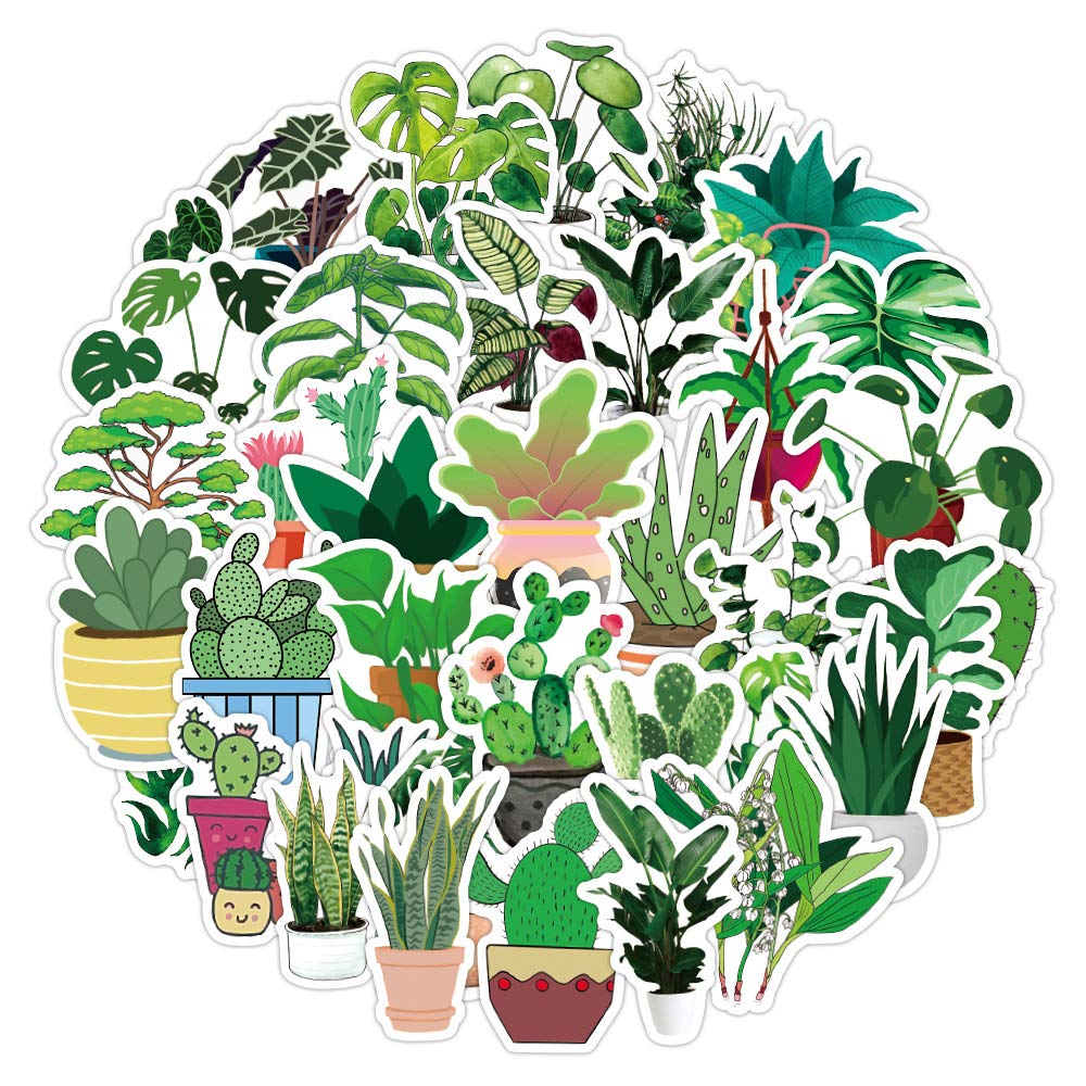 50PCS Cute Plant Stickers Pack - Floral Decal Stickers for Journaling, Scrapbooking, DIY Crafts - Perfect for Bullet Journals, Planners, Laptops & Water Bottles