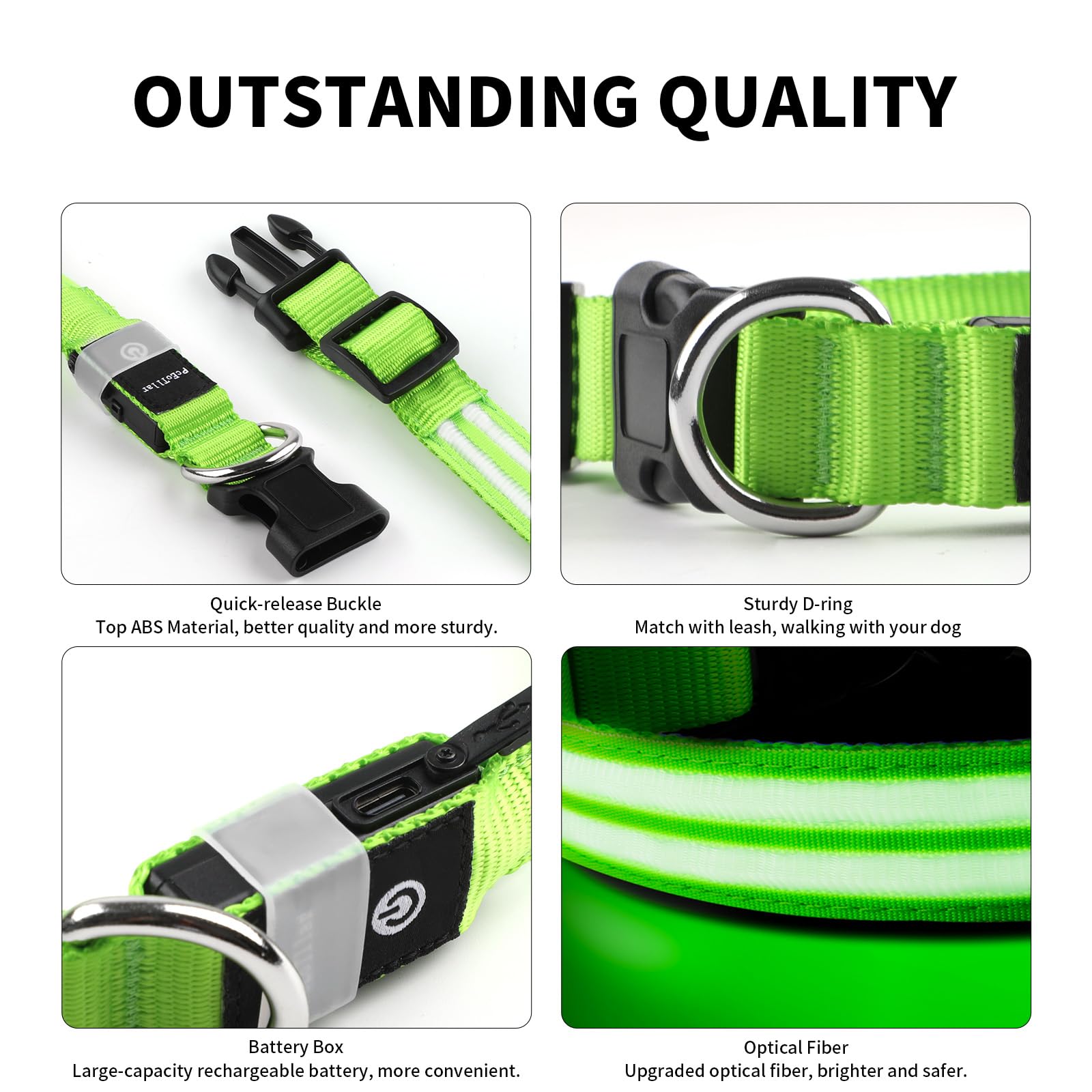 Rechargeable LED Dog Collar - Waterproof Flashing Light Up Collar for Small Medium Large Dogs | Night Safety Glow Collar for Walking, Jogging & Outdoor Adventures