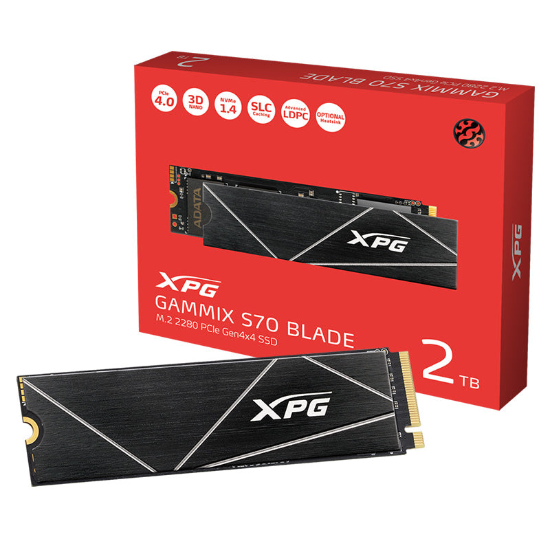 ADATA XPG GAMMIX S70 Blade 2TB PCIe Gen4 x4 M.2 NVMe SSD - Ultra-Fast Gaming SSD for PS5, PC Builds & 4K Video Editing (Up to 7400MB/s)