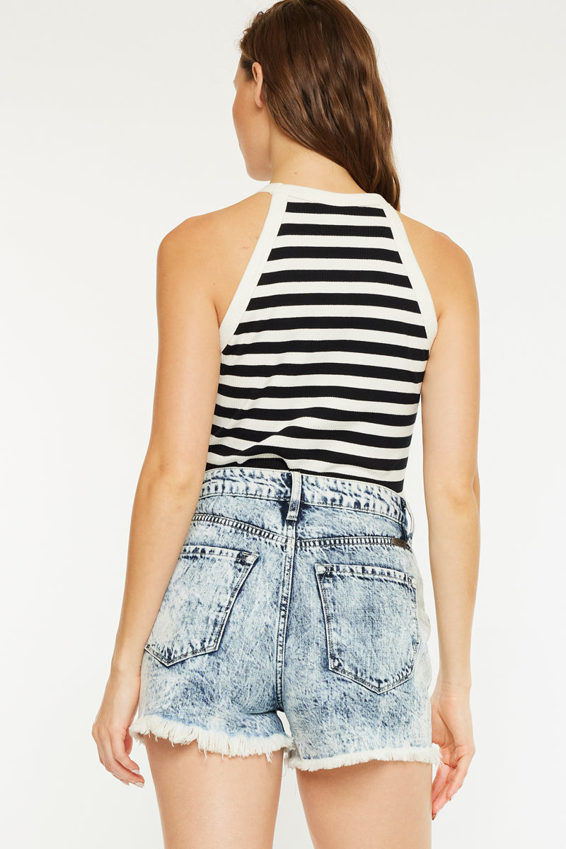 Ivanna Ultra High Rise Mom Shorts for Women - Stretchy Denim Shorts with Pockets | Perfect for Summer, Casual Wear & Outfits