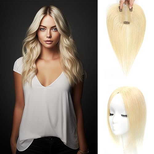Premium Human Hair Toppers for Women - 12 Inch No Bangs Swiss Lace Hairpiece for Thinning Hair (613 Blonde) | Natural-Looking Hair Extensions for Daily Wear & Special Occasions