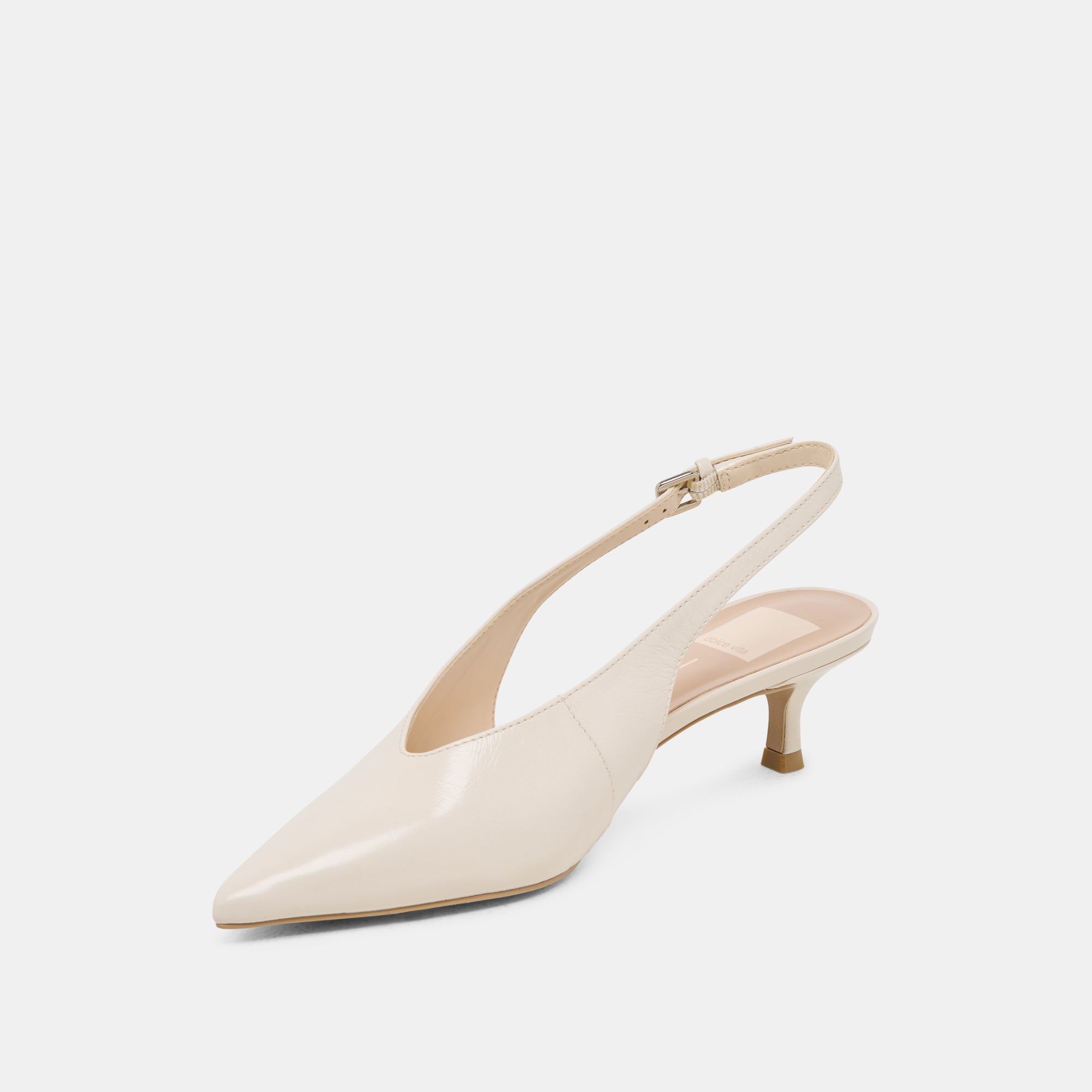 ALENNA Women's High Heels - Bone Crinkle Patent Leather Pumps for Work, Party & Special Occasions