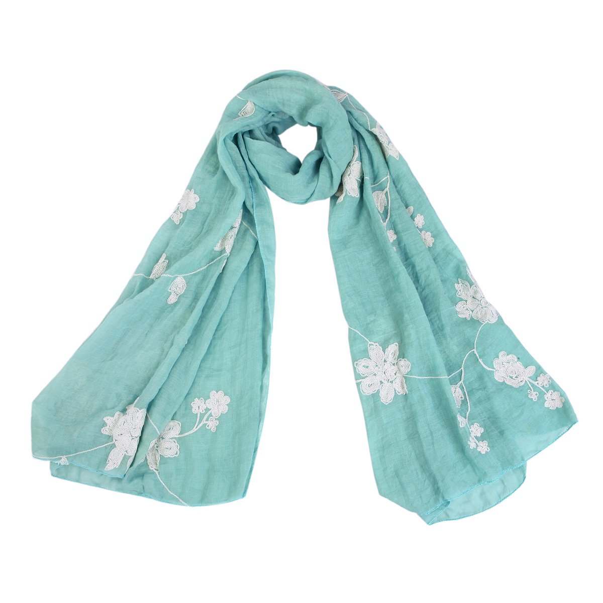 TrendsBlue Premium Elegant Lace Floral Embroidered Scarf Wrap - Women's Fashion Shawl for Weddings, Parties & Special Occasions